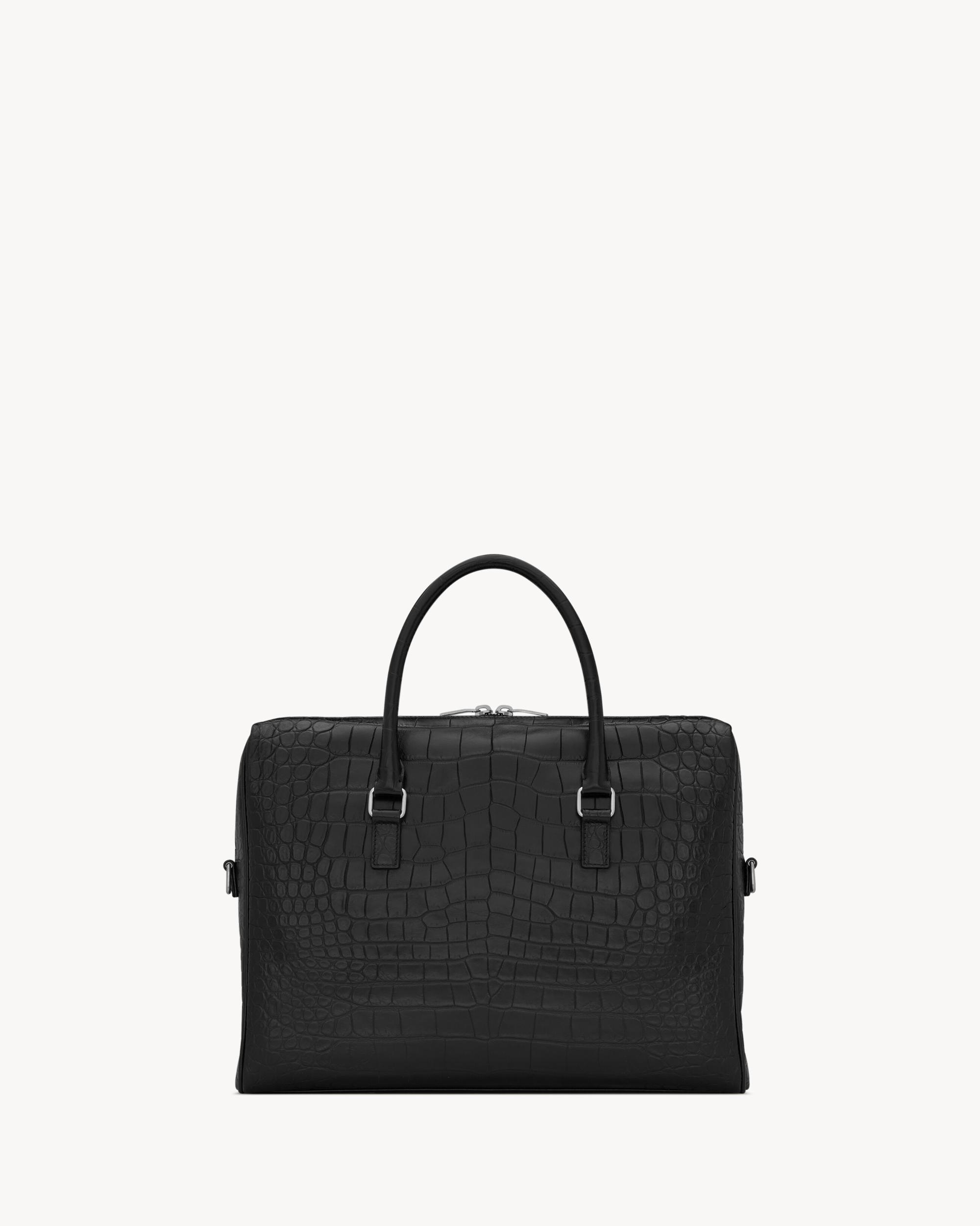 DUFFLE SAINT LAURENT briefcase bag in crocodile-embossed matte leather Product Image