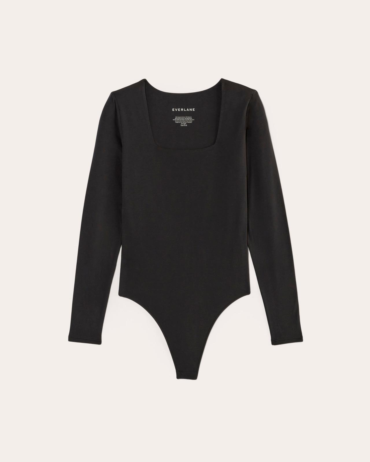 Womens Long-Sleeve Supima Square-Neck Bodysuit by Everlane Product Image