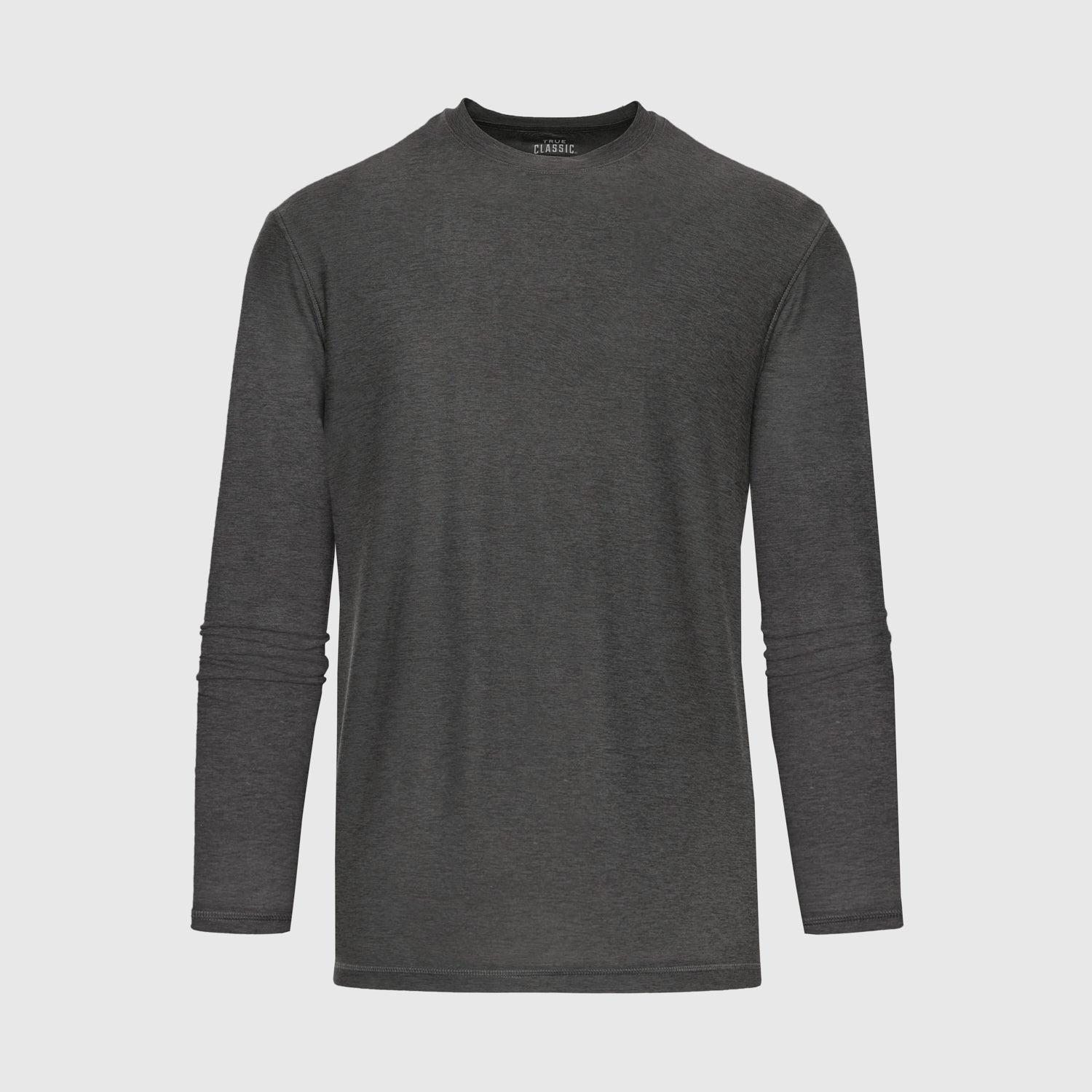 Charcoal Heather Gray Active Long Sleeve Crew T-Shirt Product Image