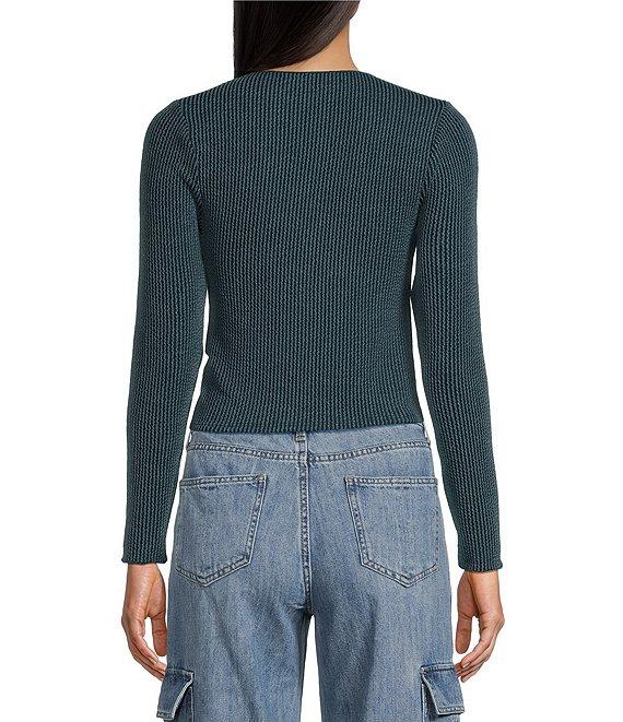 Moa Moa Long Sleeves V-Neck Urban Rib Top Product Image