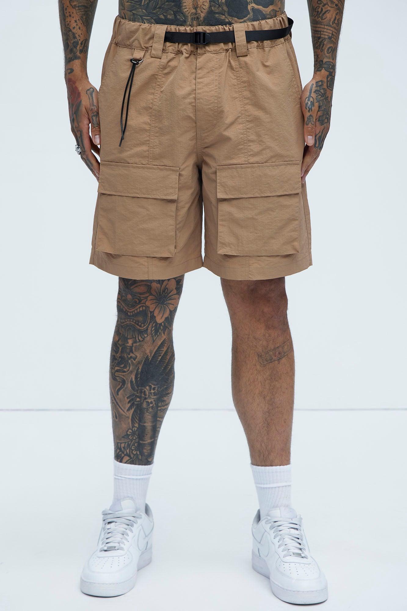 Adjustable Ripstop Cargo Shorts - Tan Product Image