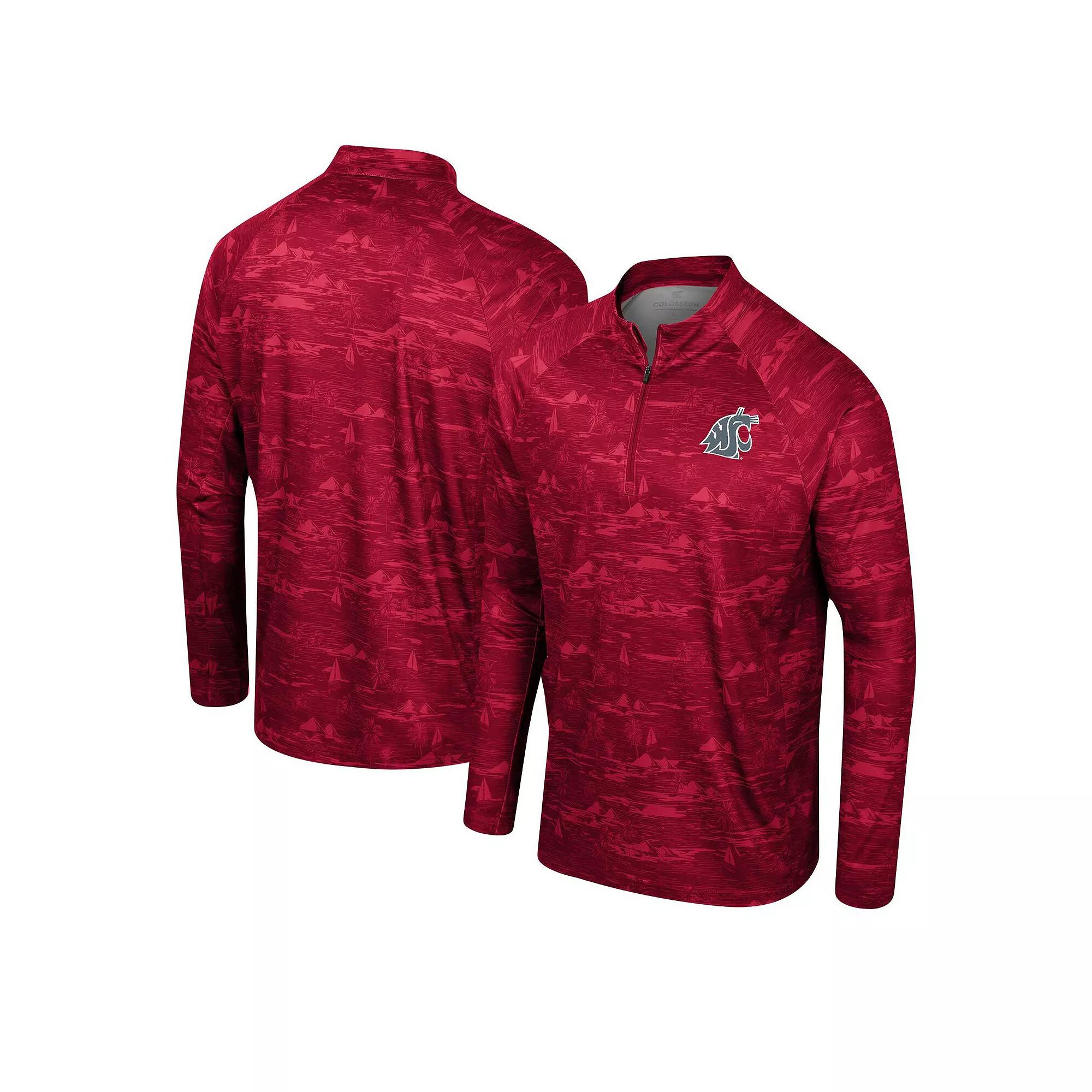 Men's Colosseum Crimson Washington State Cougars Carson Raglan Quarter-Zip Jacket,  Product Image
