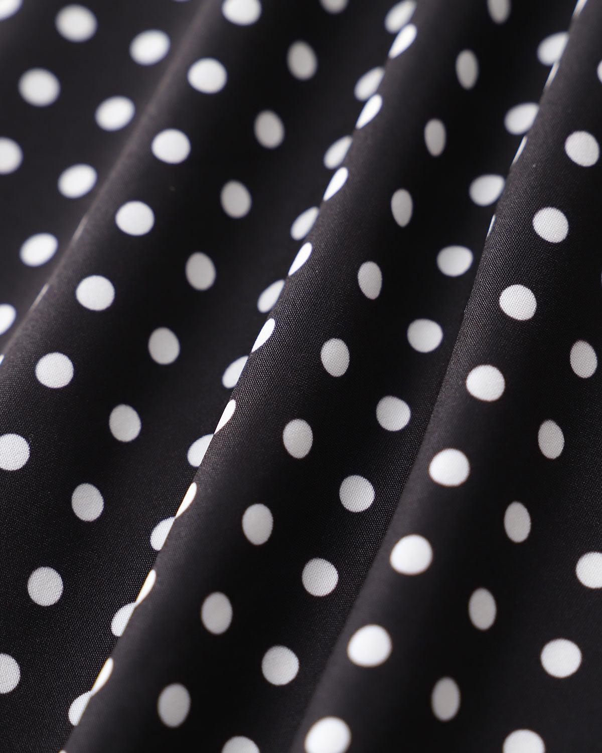 Black Polka Dot V-Neck Mini Dress Product Image