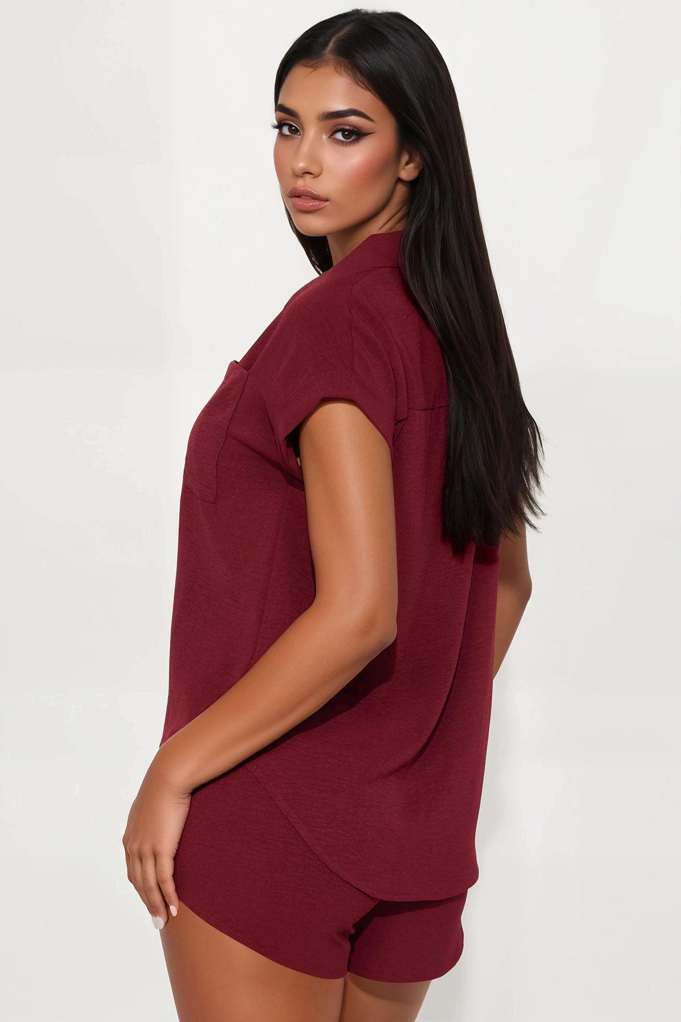 Hot Summer Short Set - Burgundy Female Product Image