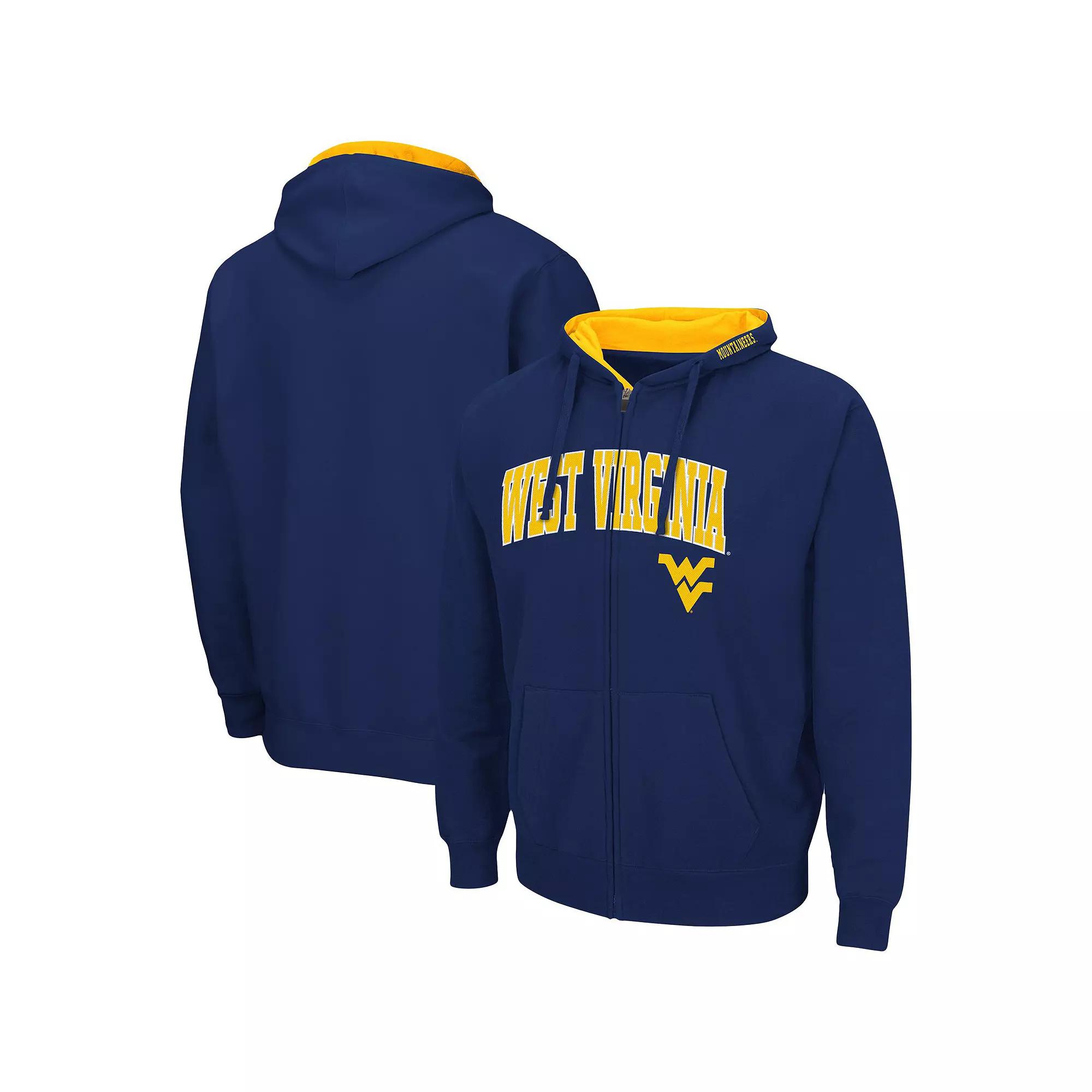 Men's Colosseum Navy West Virginia Mountaineers Arch & Logo 3.0 Full-Zip Hoodie,  Product Image