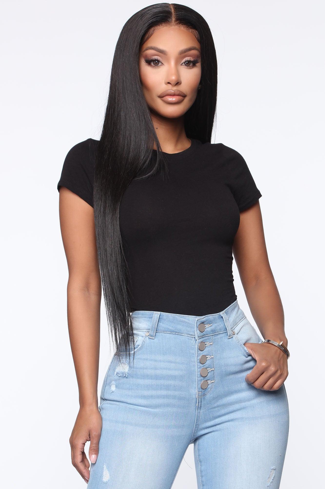 Leanne Crew Neck Bodysuit - Black Product Image