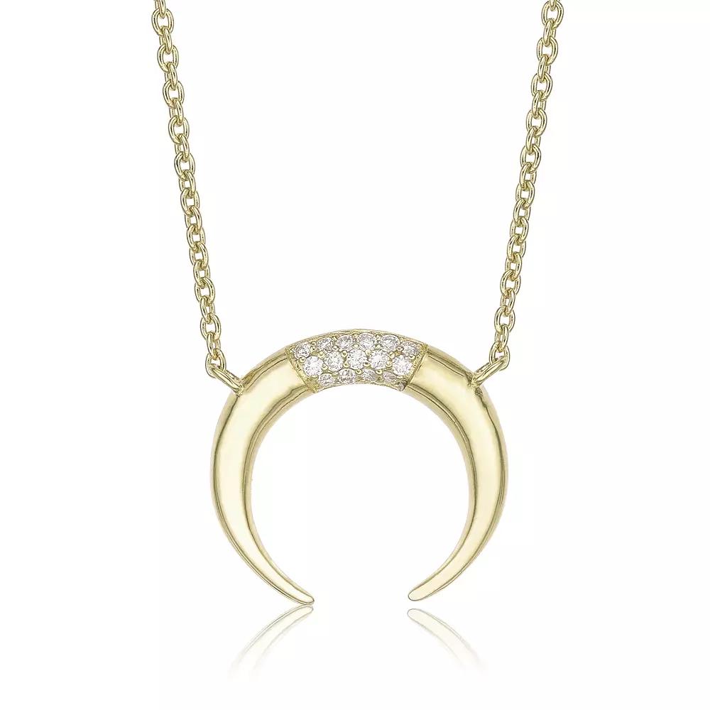 Gemminded 18k Gold Over Silver Lab-Created 1/10 Carat T.W. Diamond Crescent Moon Pendant Necklace, Women's, Size: 18", Gold Tone Product Image