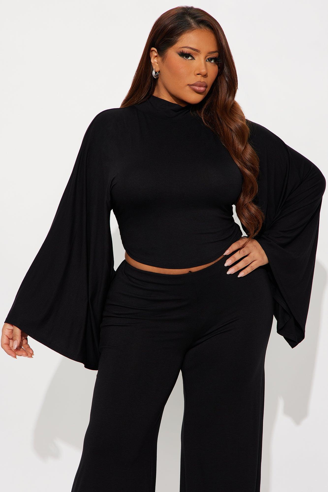 Haiden Wide Sleeve Pant Set - Black Female Product Image