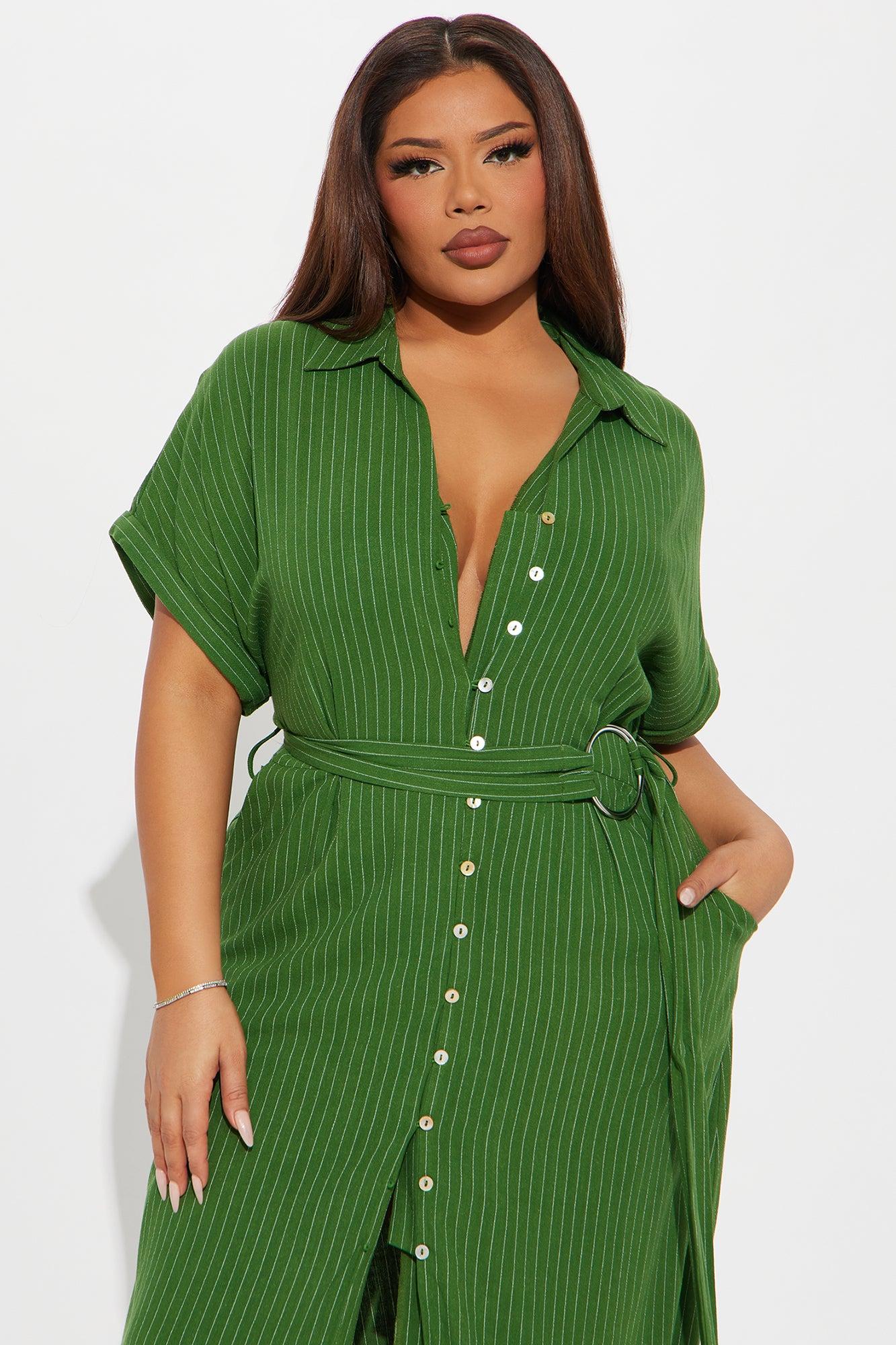 Eliza Button Up Maxi Dress - Olive Product Image