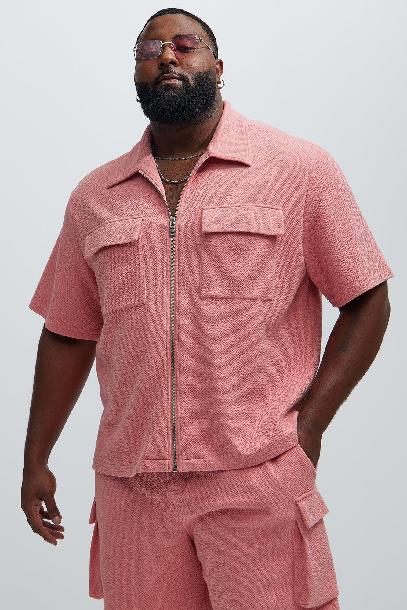 Lewis Zip Up Shirt - Pink Product Image