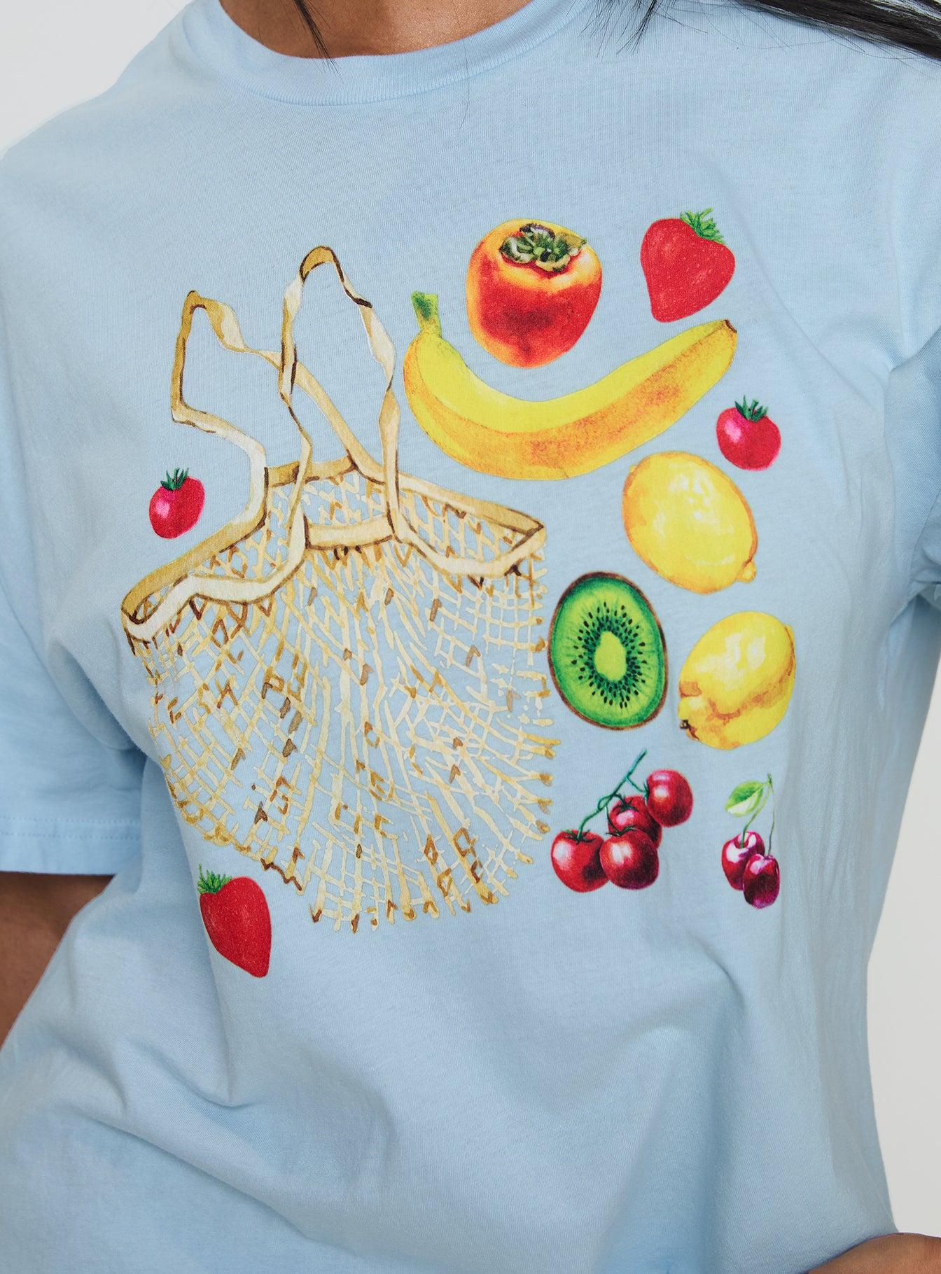 Grocery Run Oversized Graphic Tee Blue Product Image