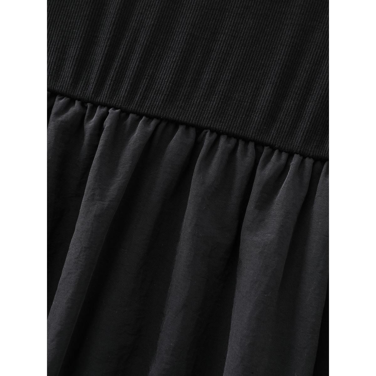 Plus Size Bubble Hem Skirt Mock Neck Mini Dress Black Women Playful Mock Neck Extra Long Sleeve Curvy BloomChic 26/4X Product Image