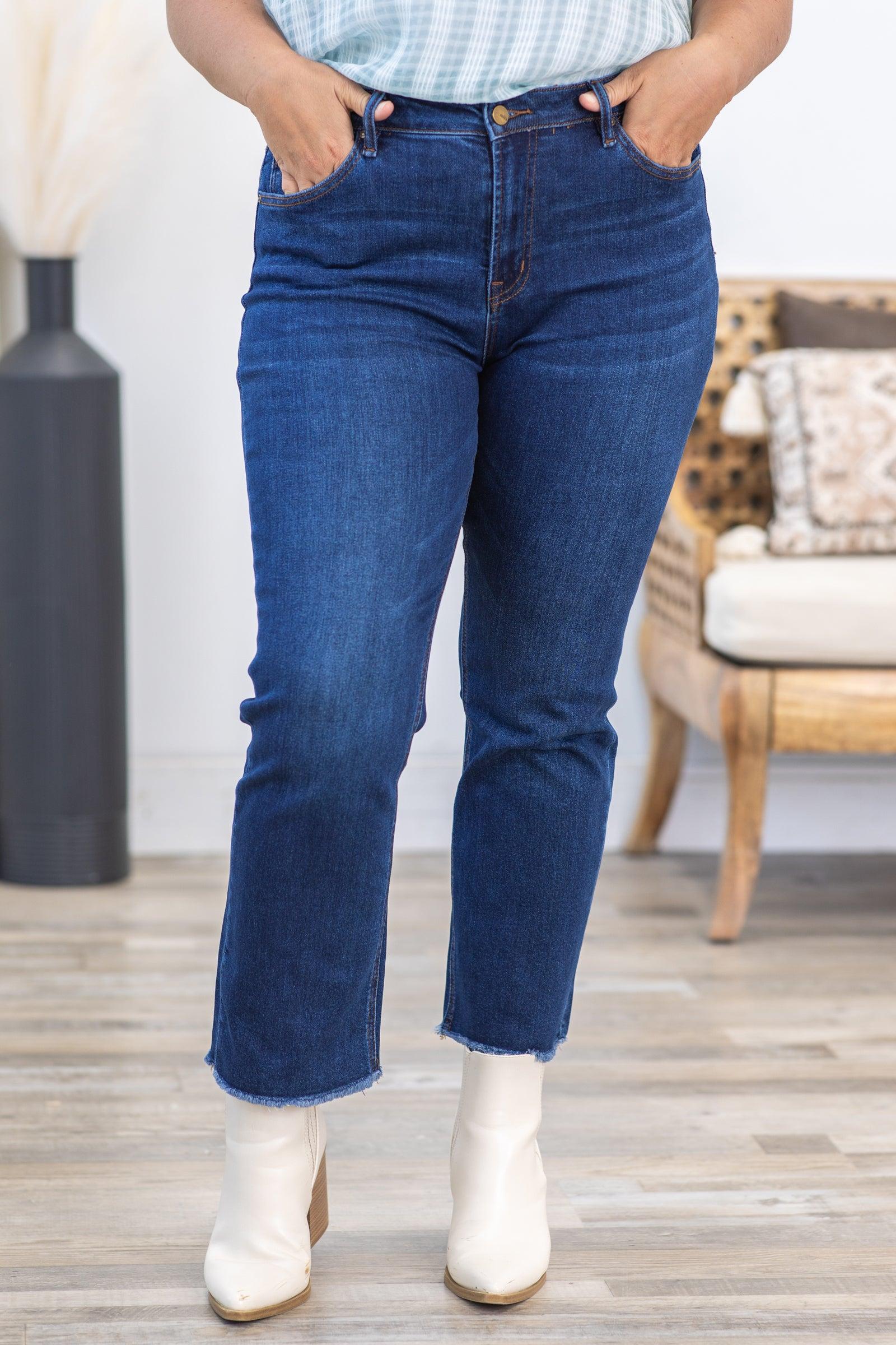 Mica Dark Wash High Rise Straight Crop Jean Product Image