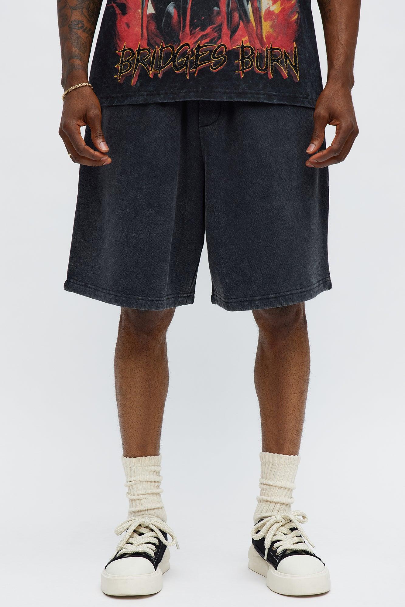 Tyson Loose Fit Washed Shorts - Black Wash Male Product Image