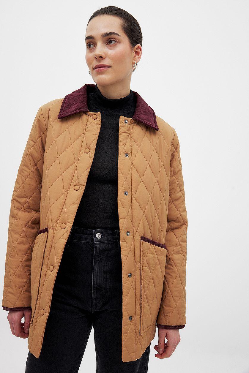 Corderoy Detail Quilted Jacket Product Image