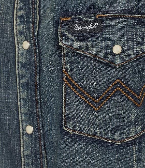 Wrangler® Denim Snap Front Long Sleeve Western Shirt Product Image