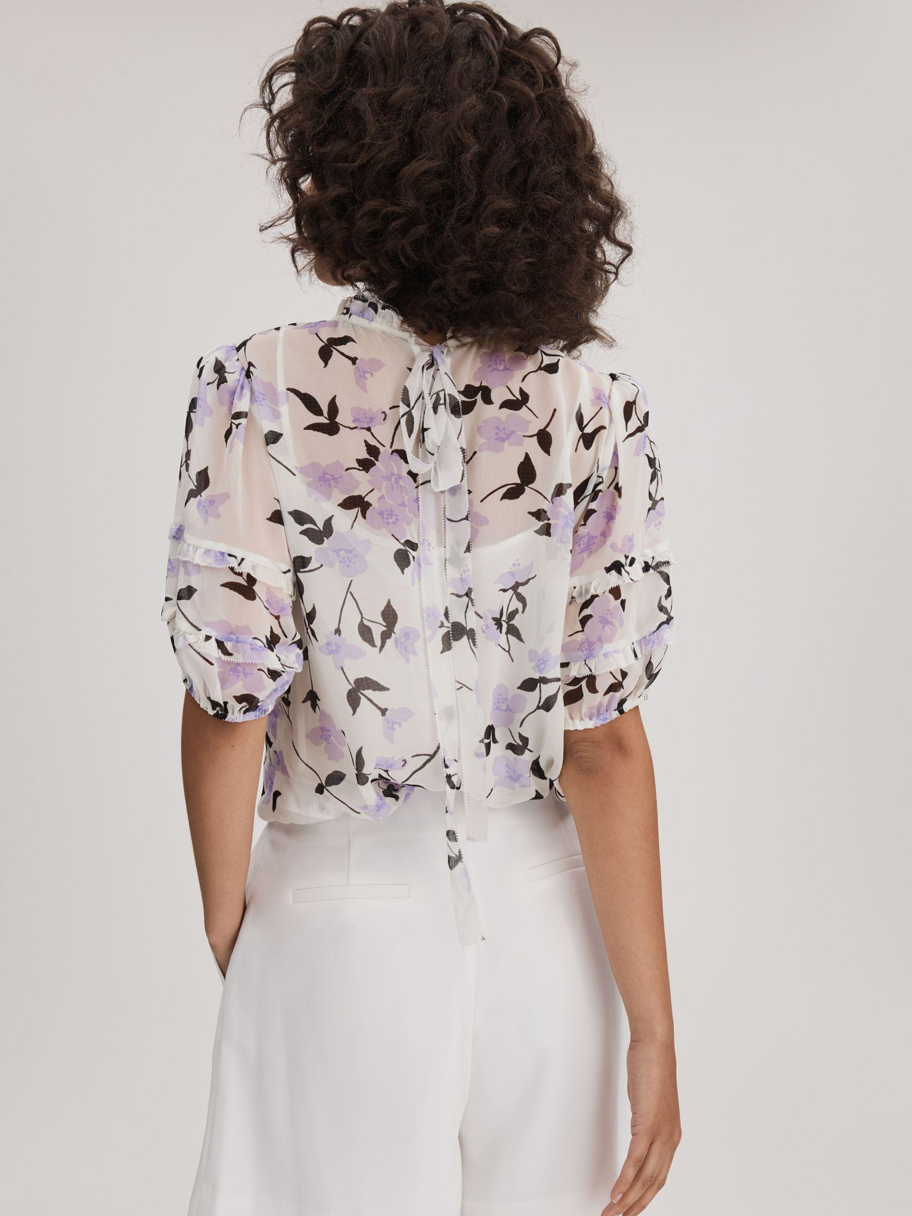 Florere Printed Puff Sleeve Blouse in Lilac Product Image