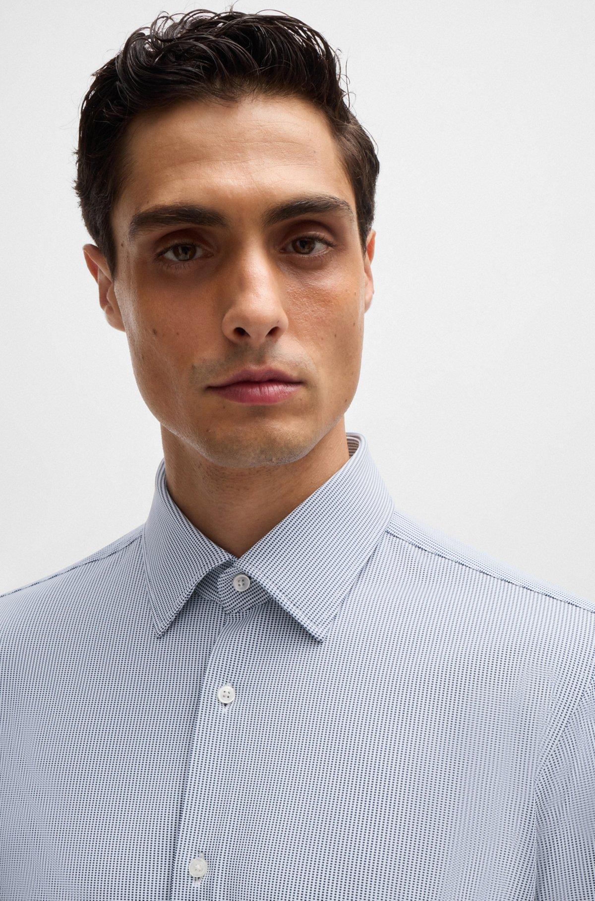 Regular-fit shirt in structured performance-stretch fabric Product Image