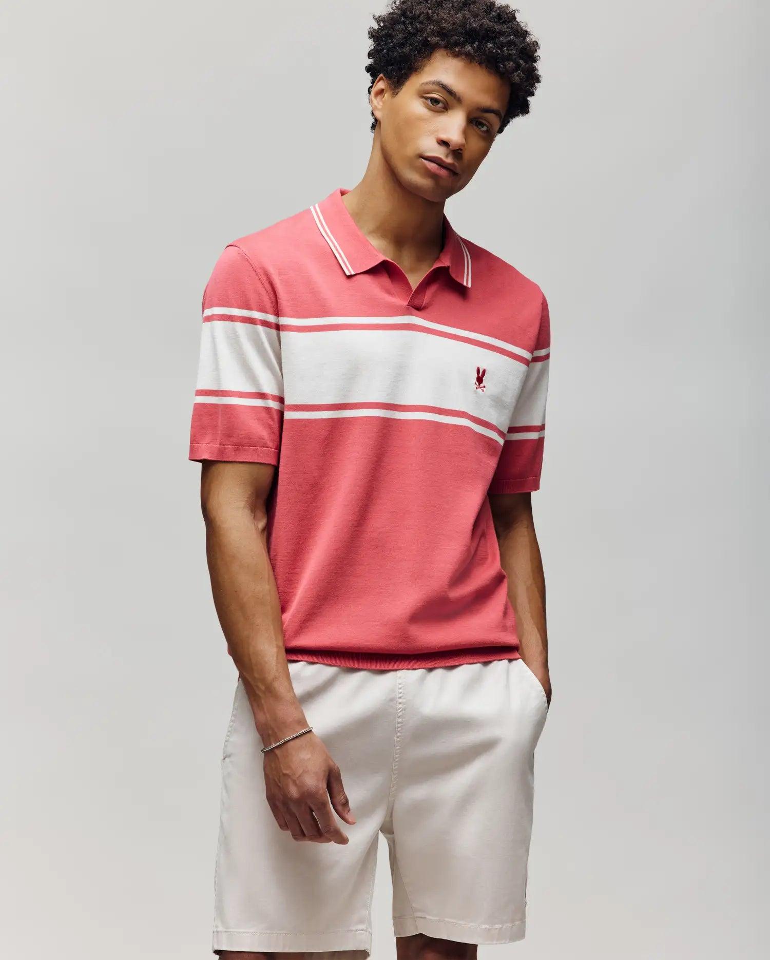 MENS ZAVIAN STRIPE KNIT POLO - MT0400055 Male Product Image
