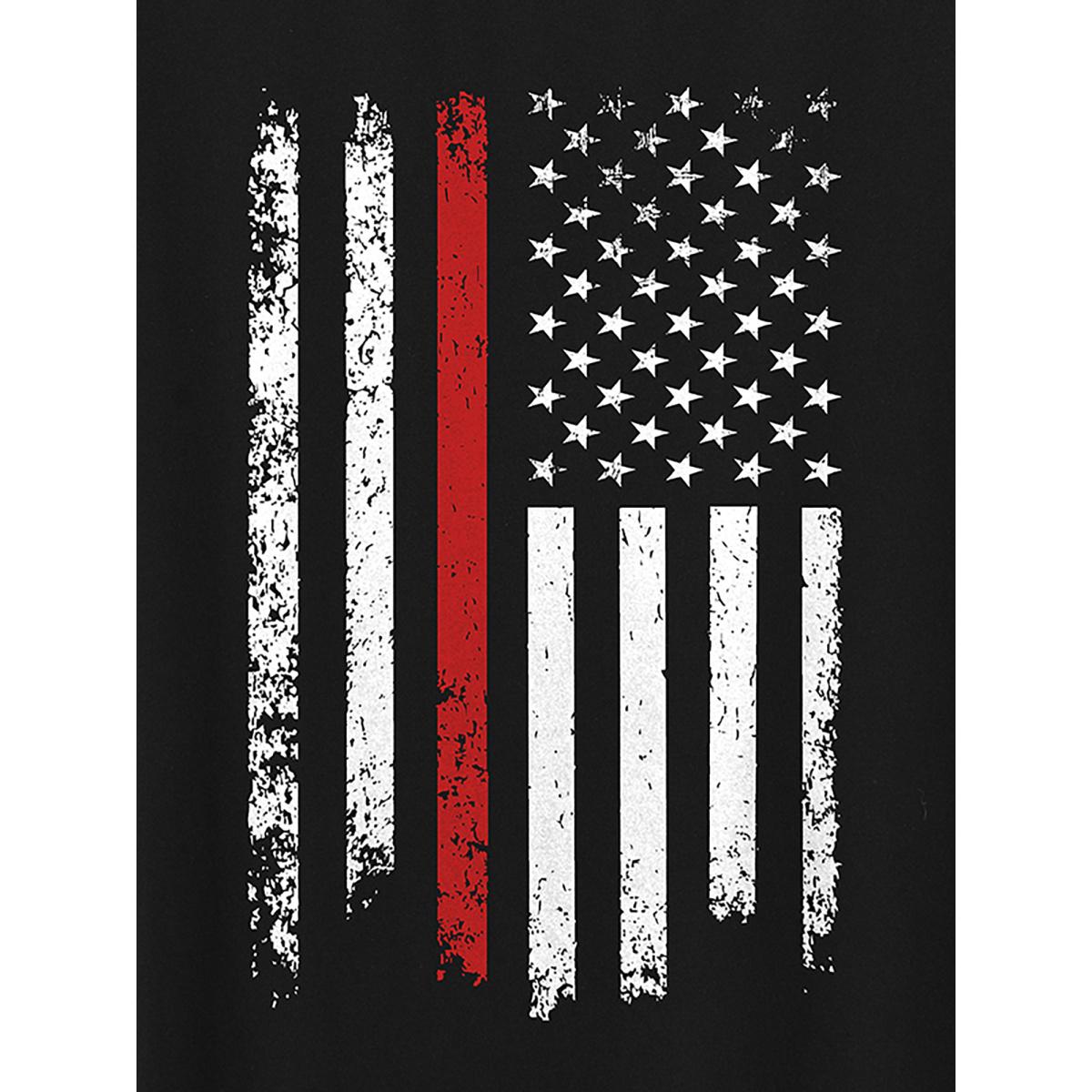 Plus Size American Flag Round Neck T-Shirt Black Women Non Country Round Neck Everyday-Casual T-shirts BloomChic 28/5X Product Image