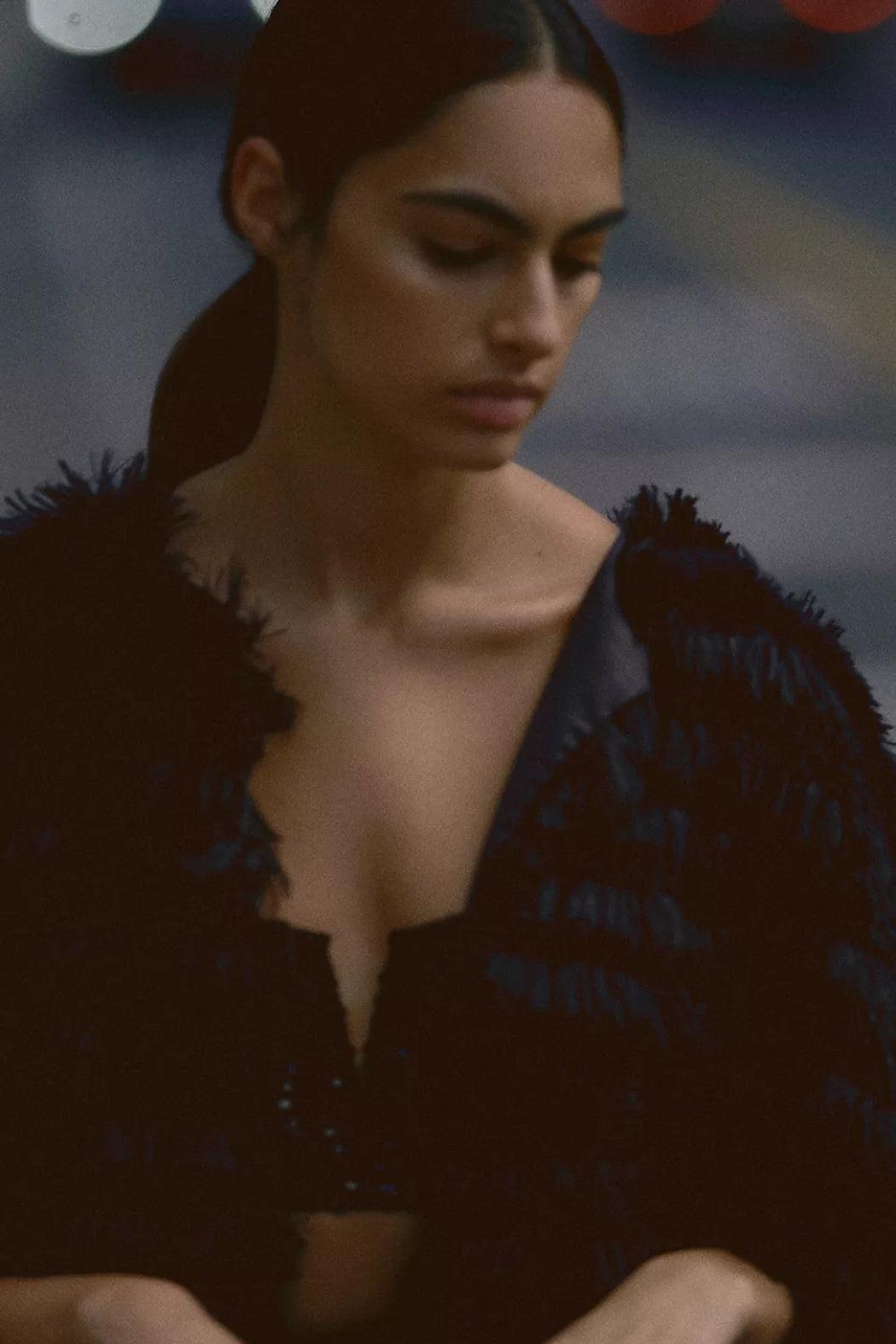 Faux Fur Tasseled Capelet Product Image