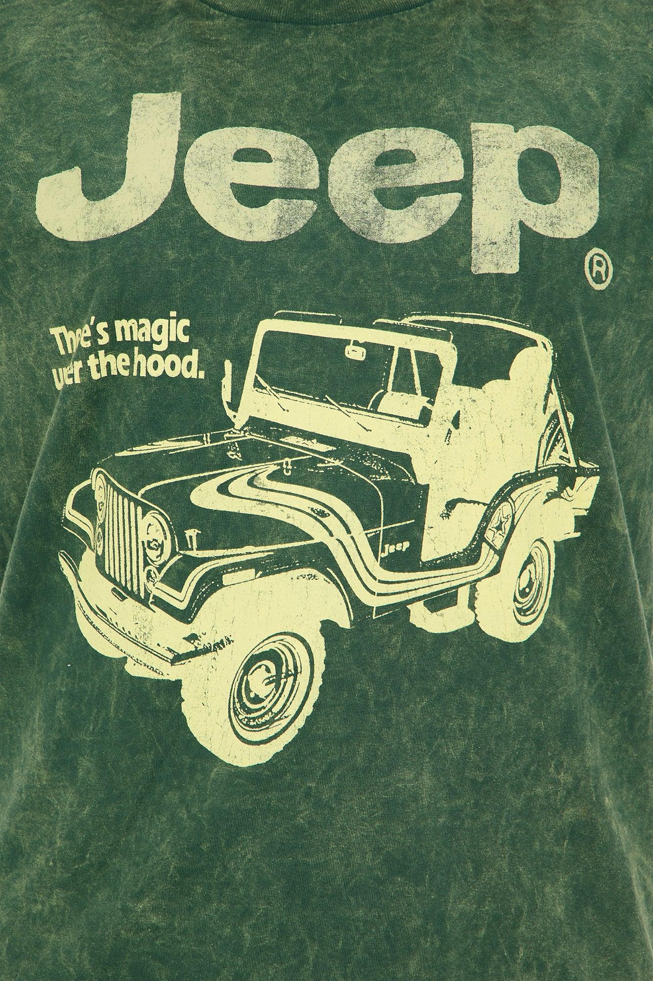 Jeep Magic Under The Hood Washed Tee - Dark Olive Female Product Image