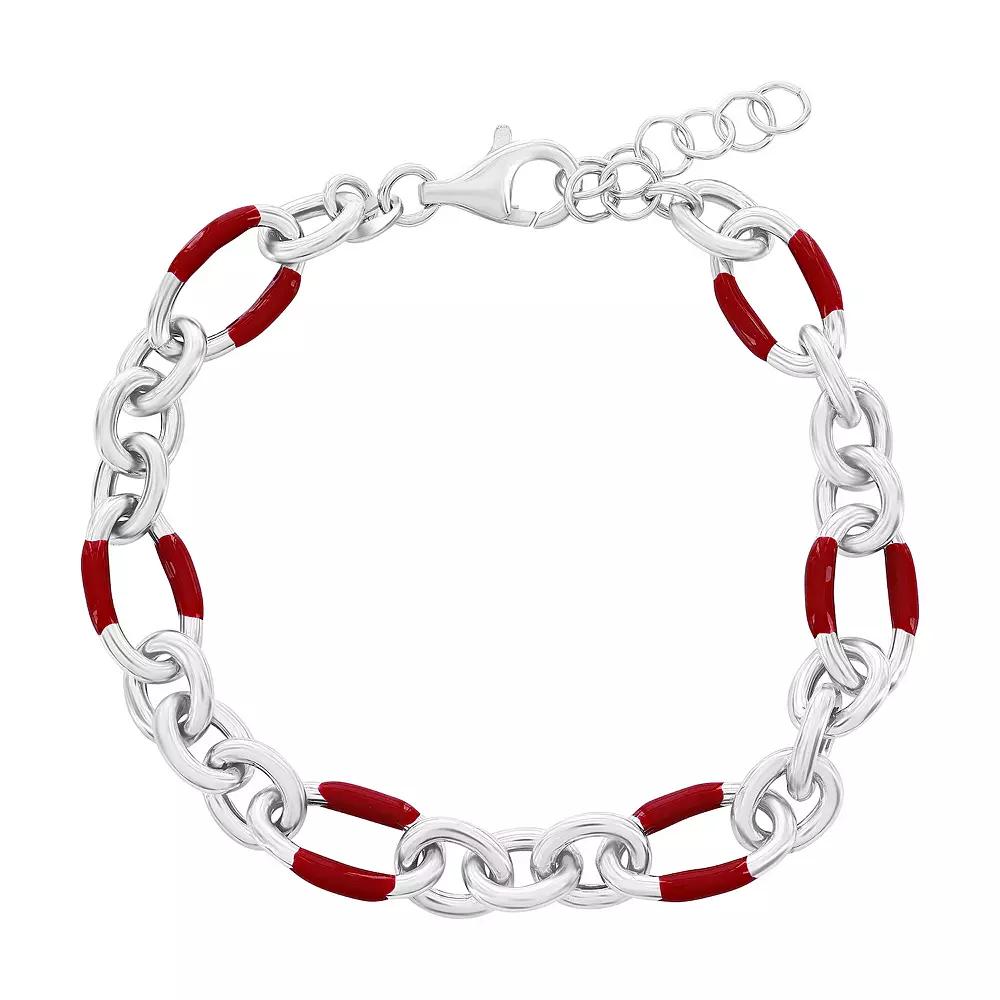Argento Bella Sterling Silver Red Lava Enamel Bracelet, Women's, Size: 7-8" ADJ Product Image