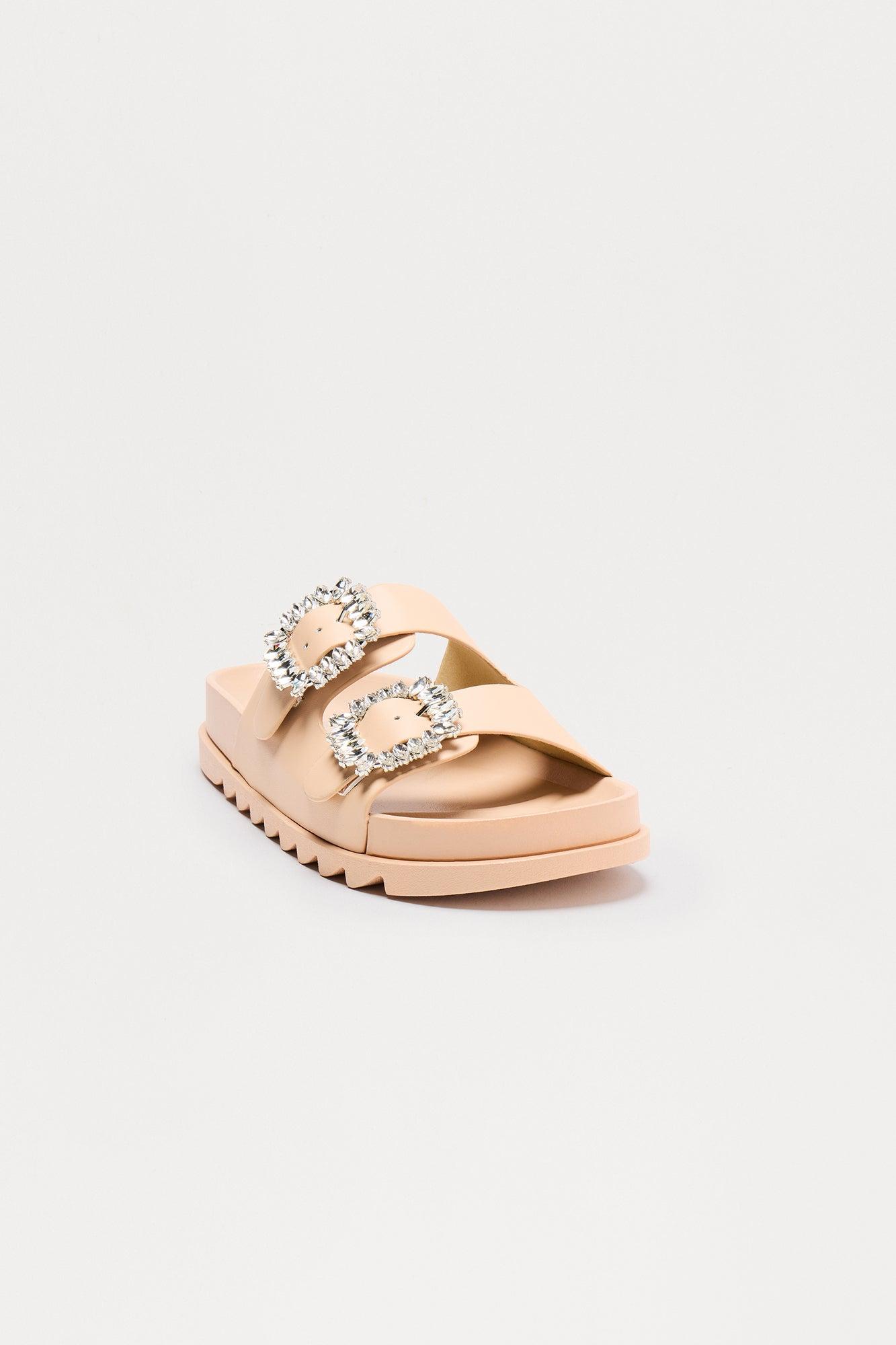 Vaughn Embellished Buckle Sandals - Nude Female Product Image