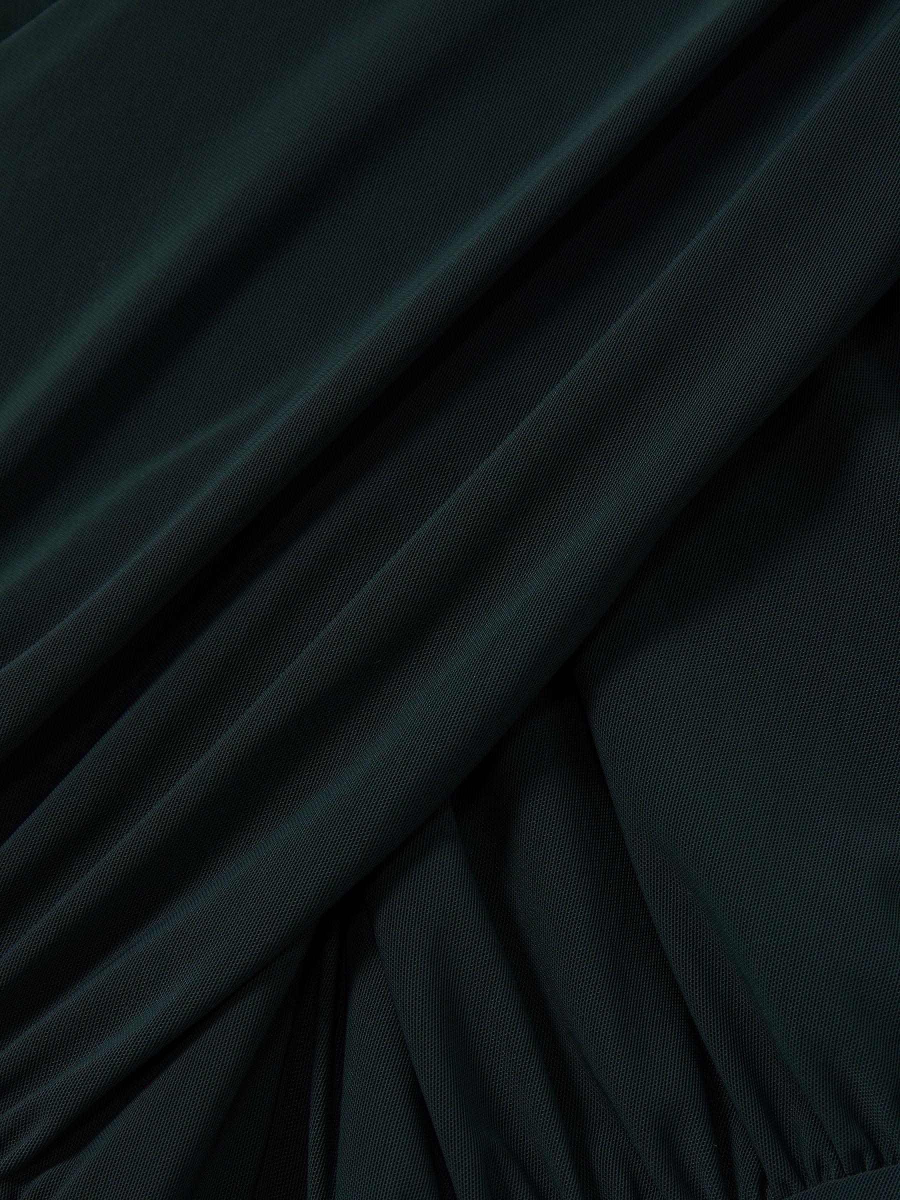 Ruched Bodycon Midi Dress in Teal Product Image