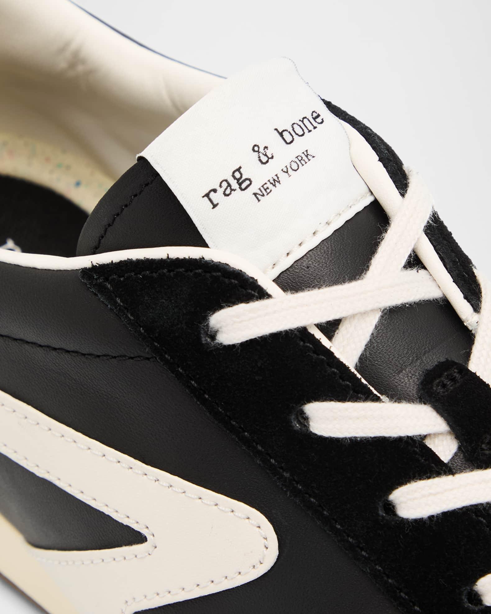 Retro Slim Mixed Leather Sneakers Product Image