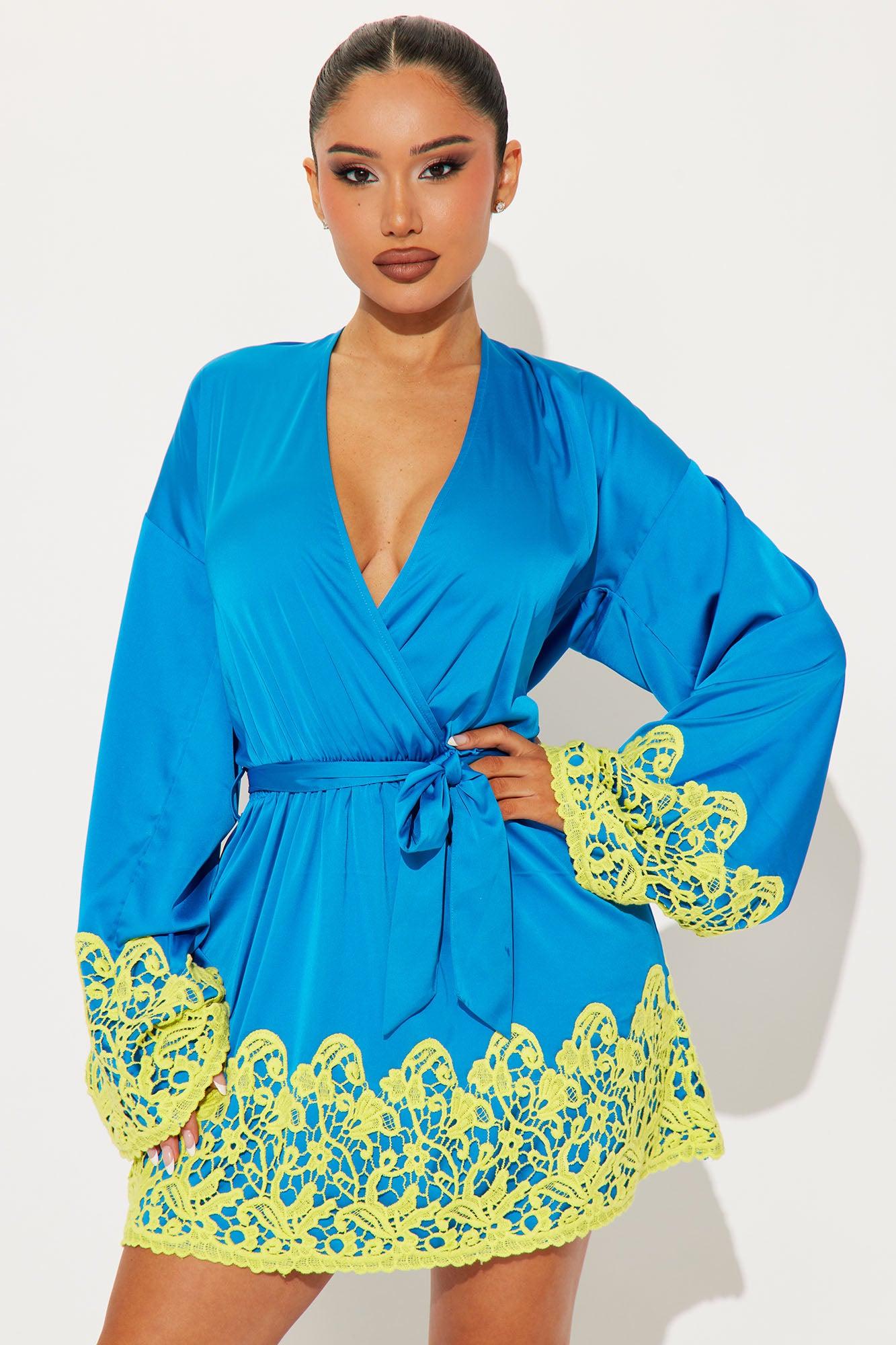 Sweet Addiction Satin Mini Dress - Blue/combo Product Image