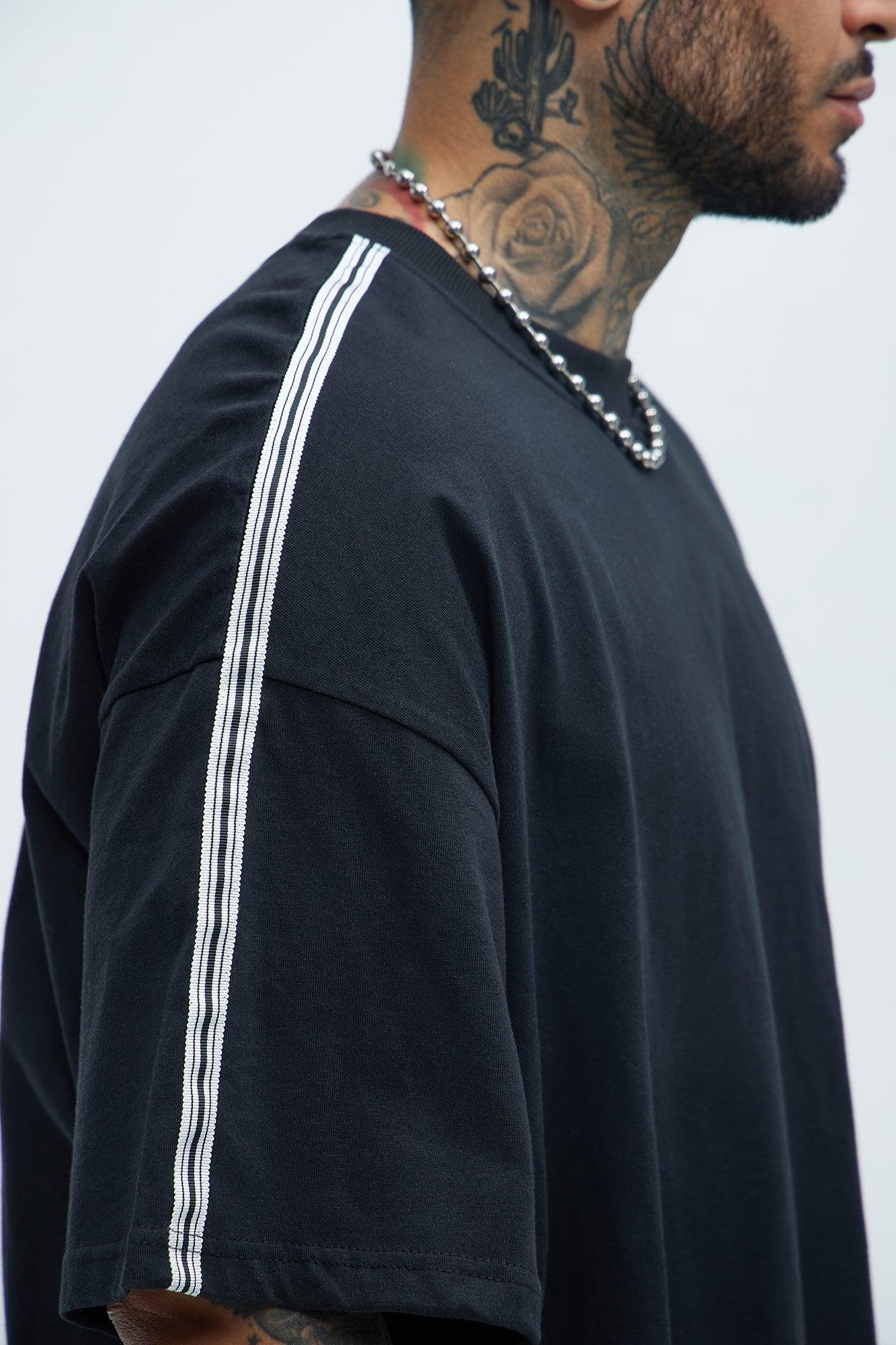 Taped Boxy Cropped Short Sleeve Tee - Black Product Image