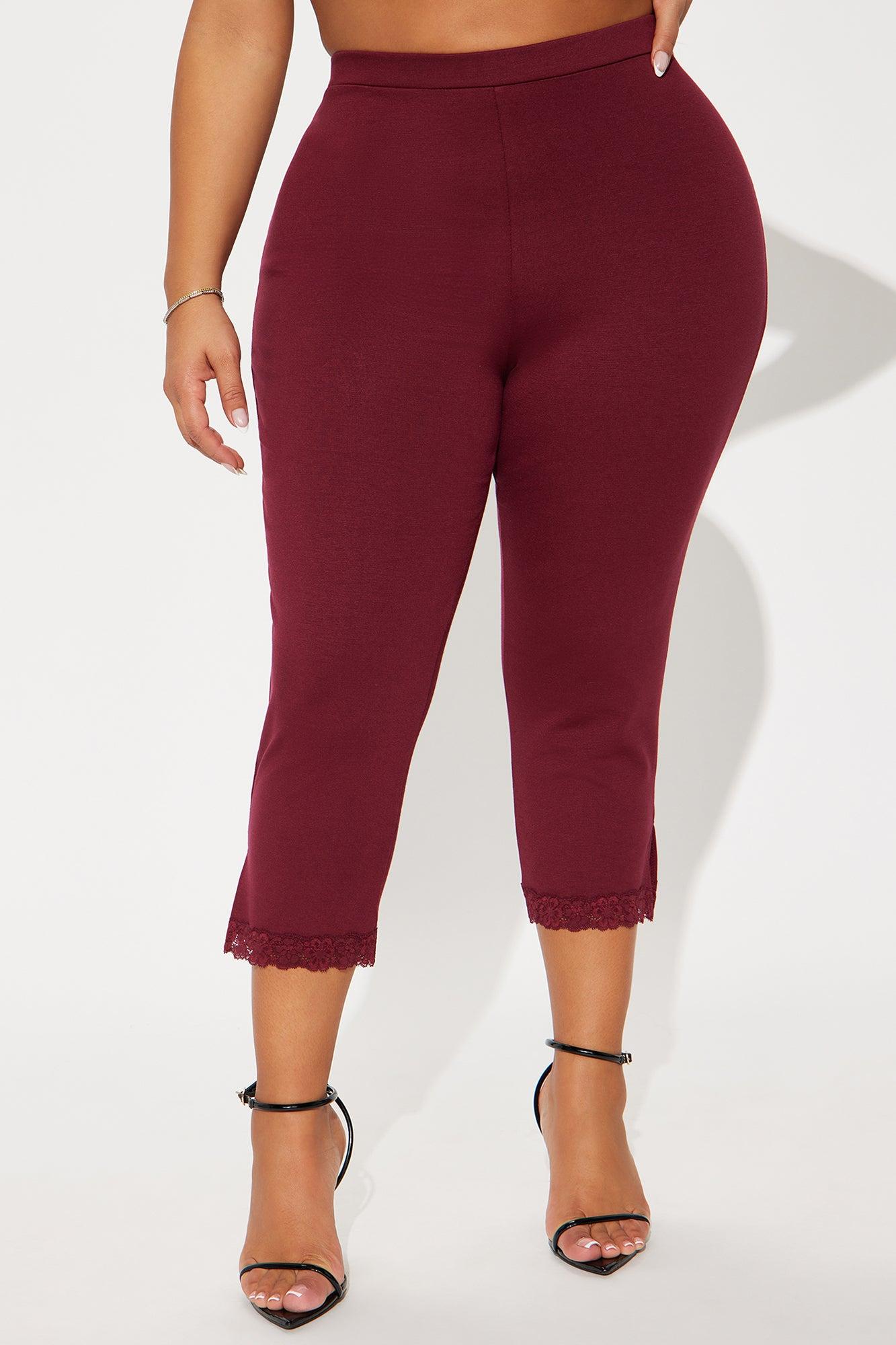 Swept Away Lace Trim Capri Legging - Wine Product Image
