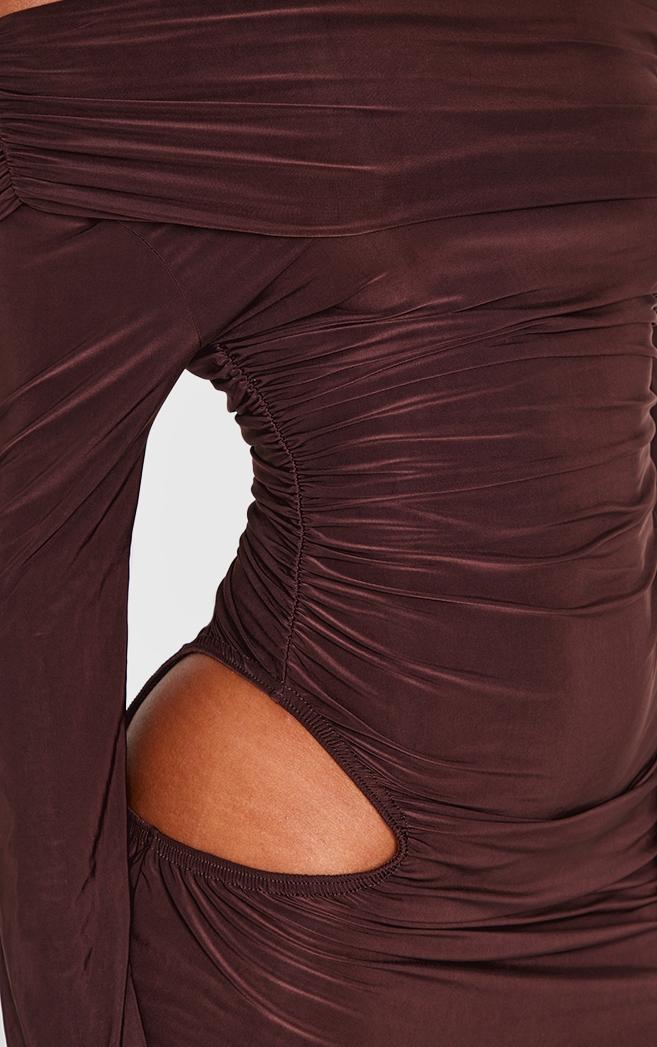 Chocolate Double Slinky Asymmetric Cut Out Mini Dress Product Image