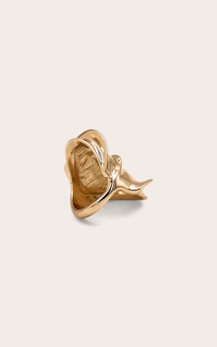 Gold Textured Abstract Double Ring Product Image