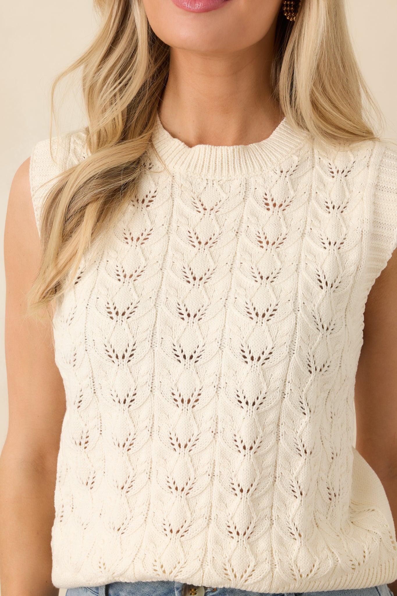 Right Here Beside Me Ivory Knit Sweater Vest Product Image