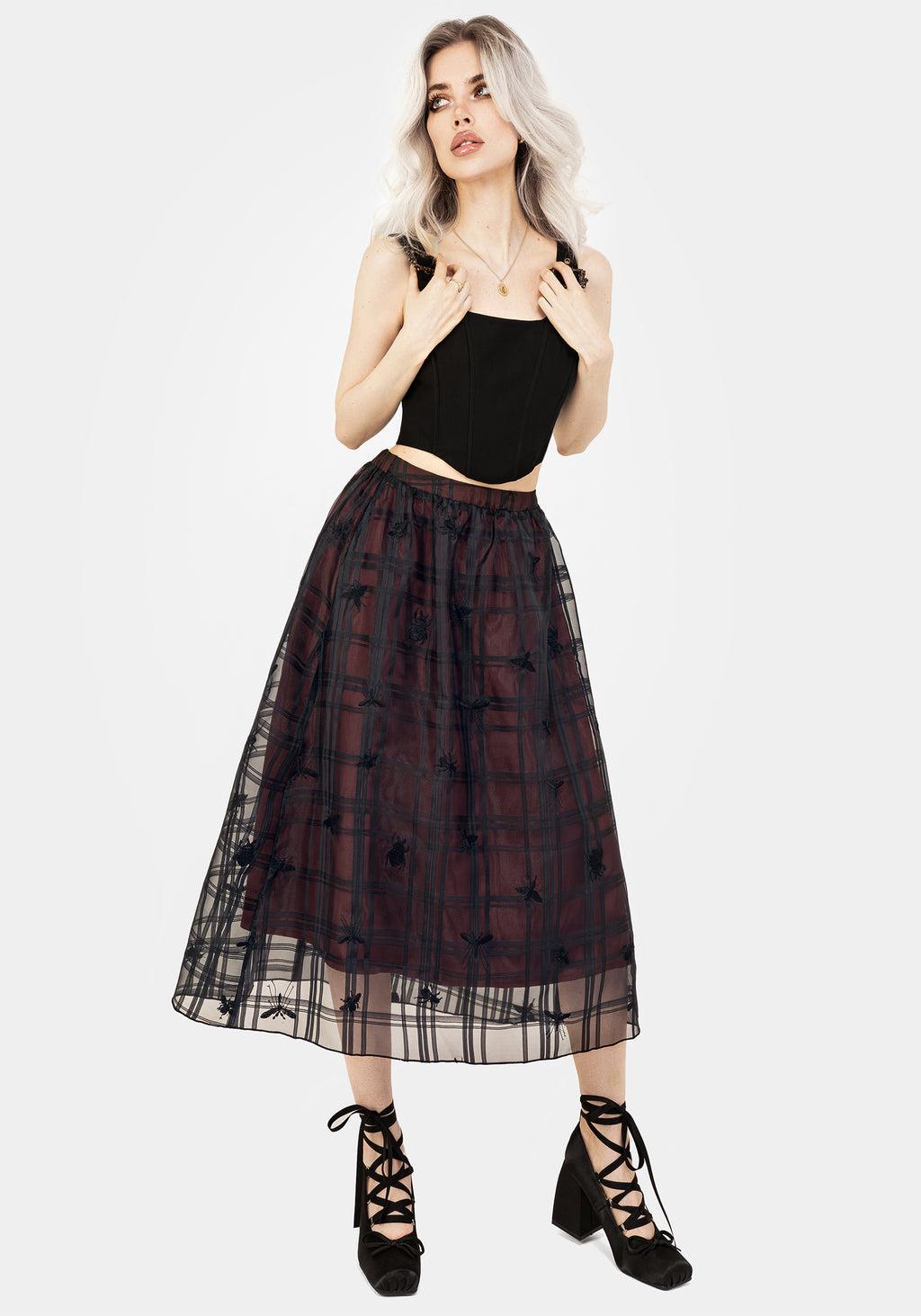 Sedona Organza Check Embroidered Midaxi Skirt Product Image