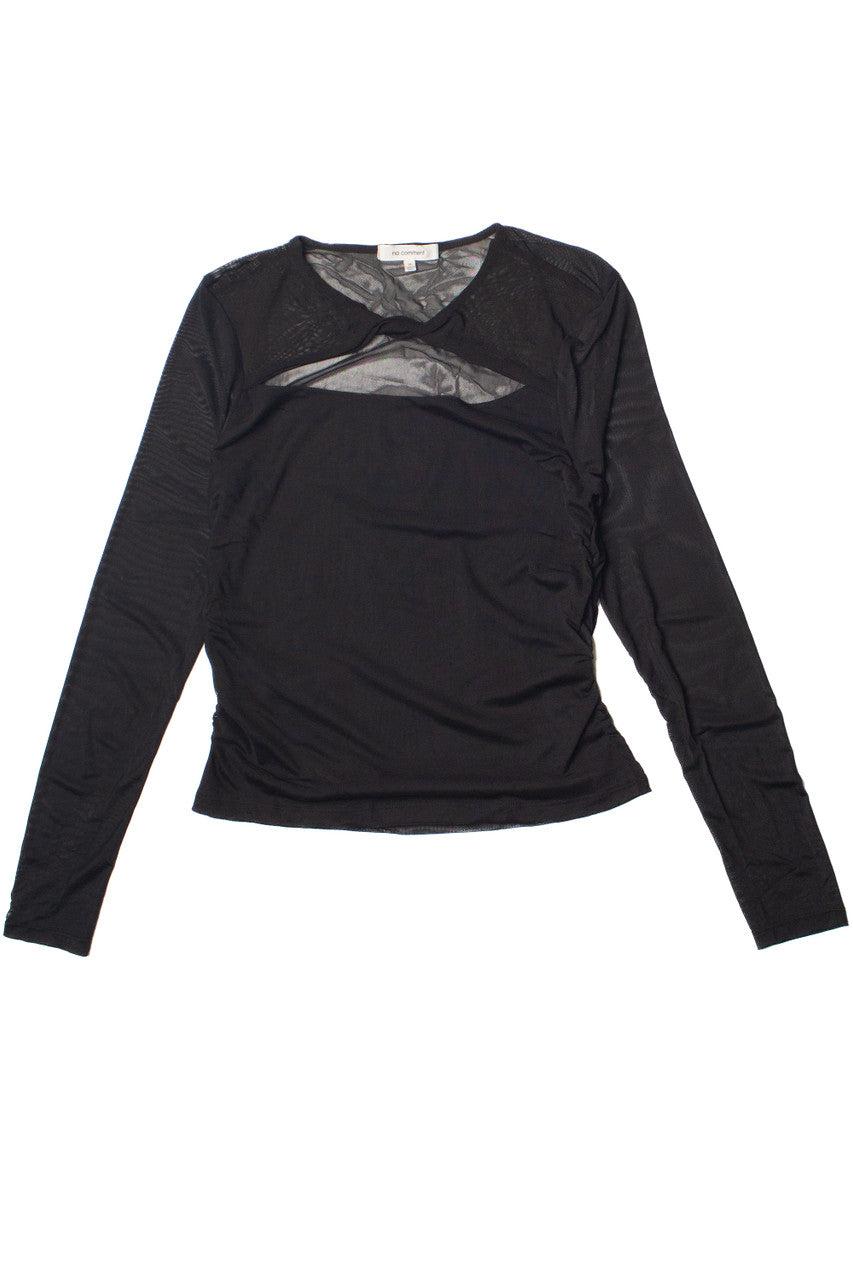Long Sleeve Twist Front Mesh Top Product Image