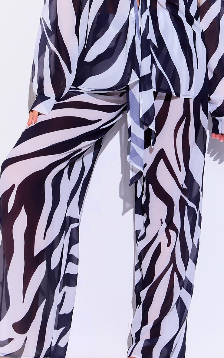 Monochrome Zebra Print Wide Leg Beach Pants Product Image