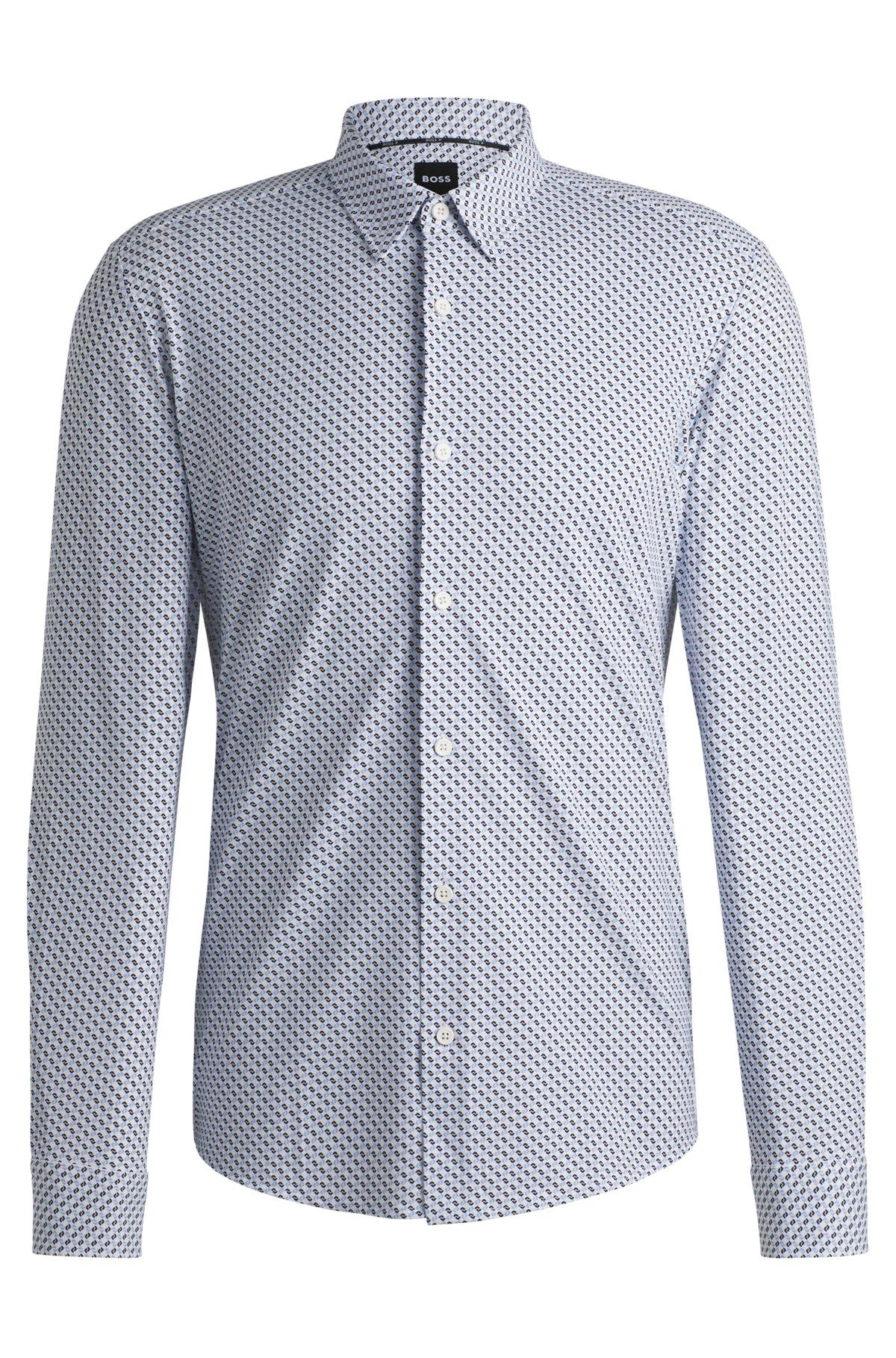 Slim-fit shirt in printed performance-stretch jersey Product Image