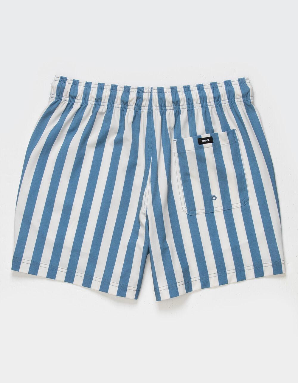 RSQ Mens Bold Stripe 5" Swim Shorts - NAVY/WHITE Product Image