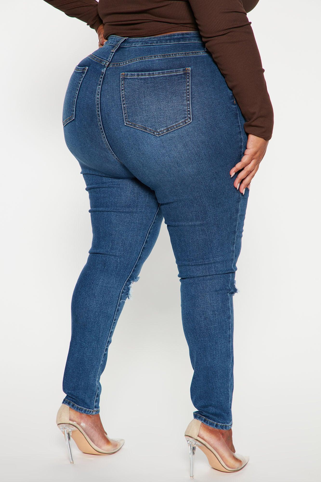 Lots Of Love Ripped Skinny Jeans - Dark Wash Product Image