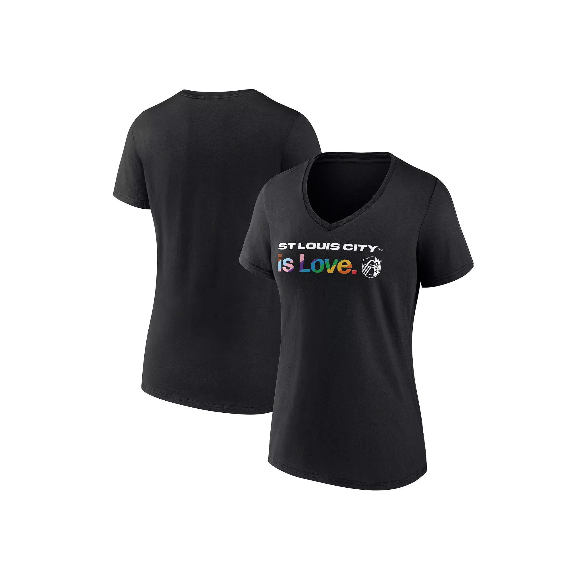 Women's Fanatics Black St. Louis City SC Lucky City Pride V-Neck T-Shirt, Size: XL, Slc Black Product Image