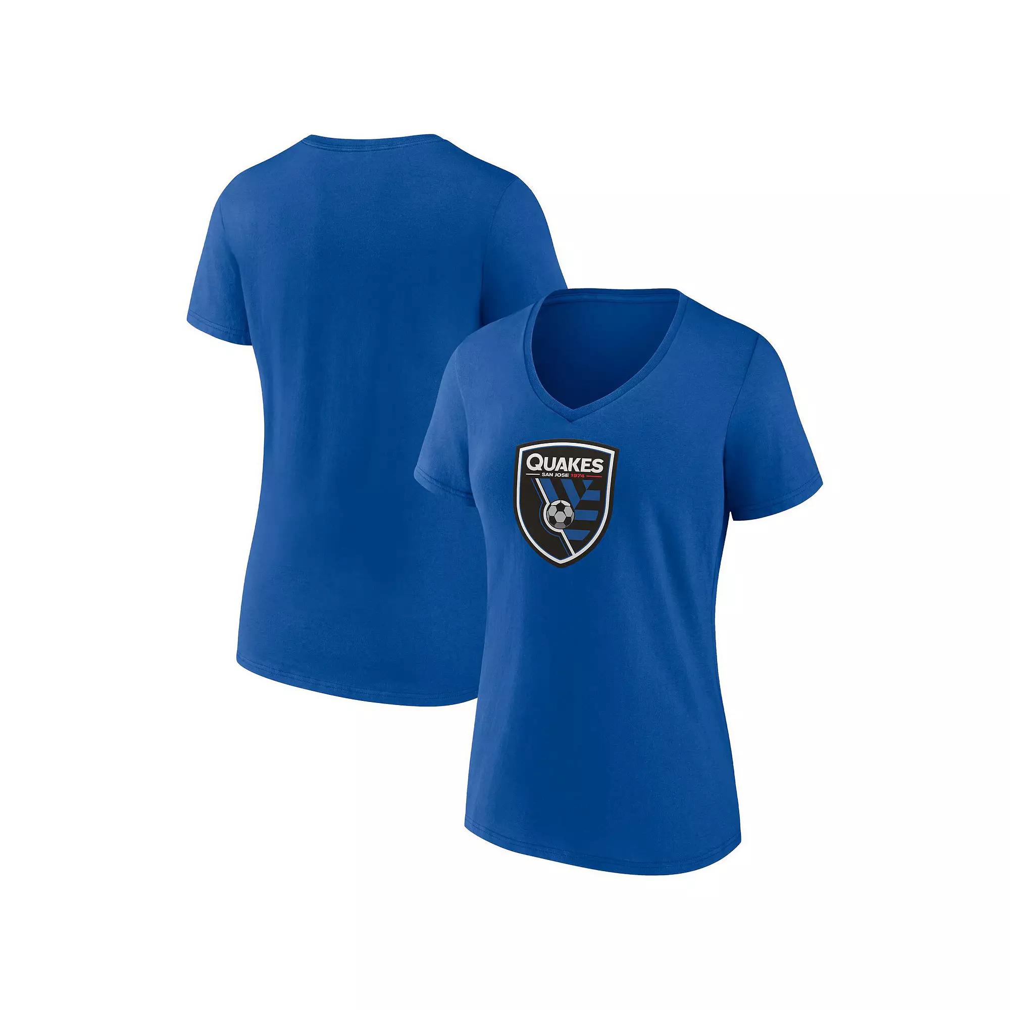 Women's Fanatics Blue San Jose Earthquakes Logo V-Neck T-Shirt, Size: XL, Sje Blue Product Image