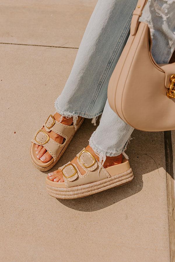 The Livy Faux Nubuck Platform Sandal in Taupe Product Image