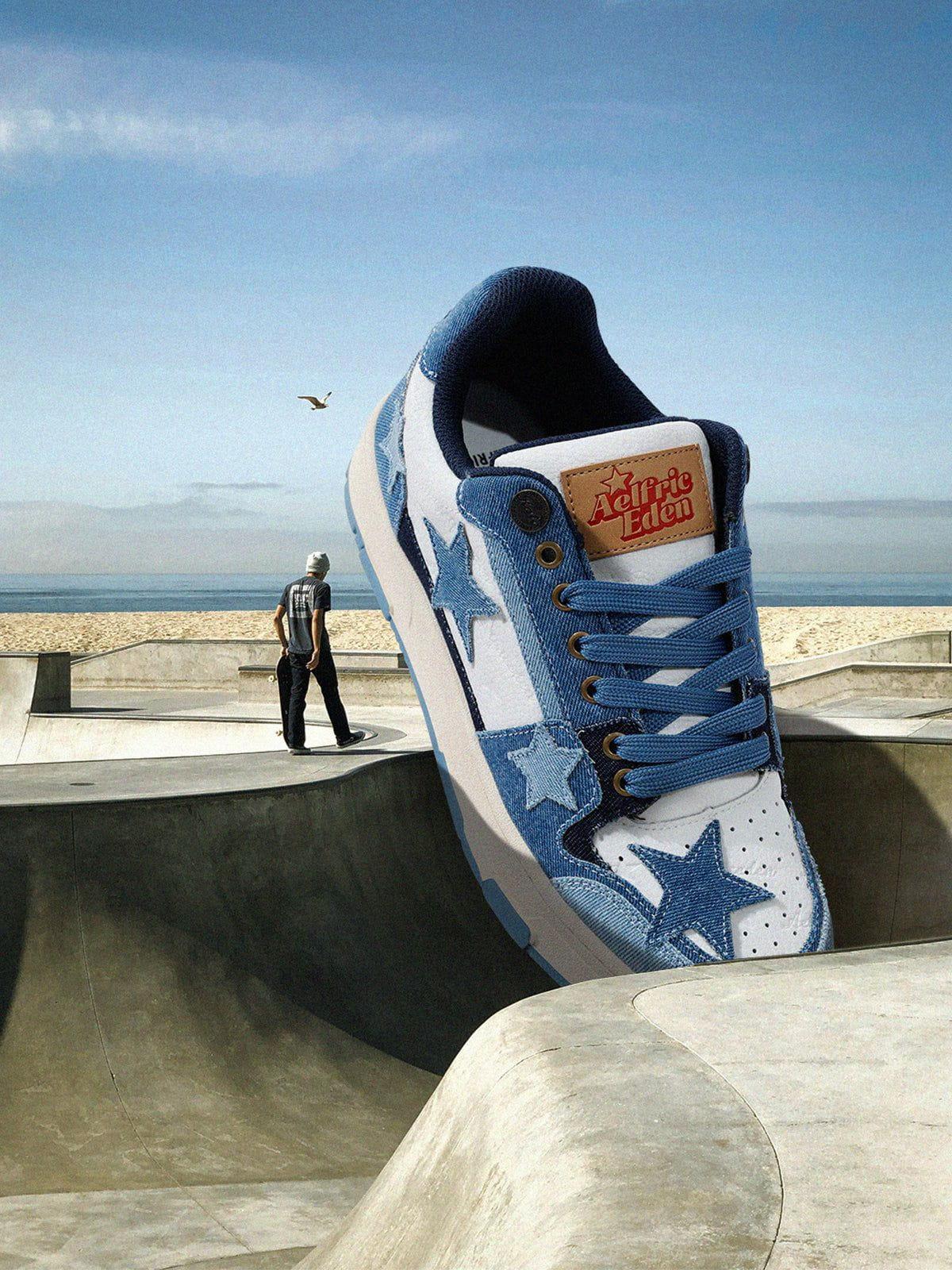 Starry Climb Stars Casual All-Match Denim Skate Shoes Product Image