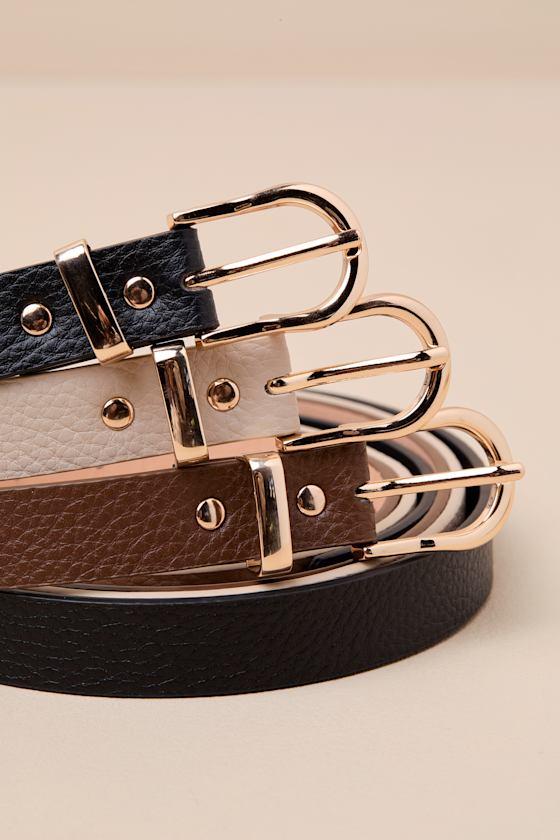 Hadley Black, Brown, and Ivory Three-Piece Belt Set Product Image