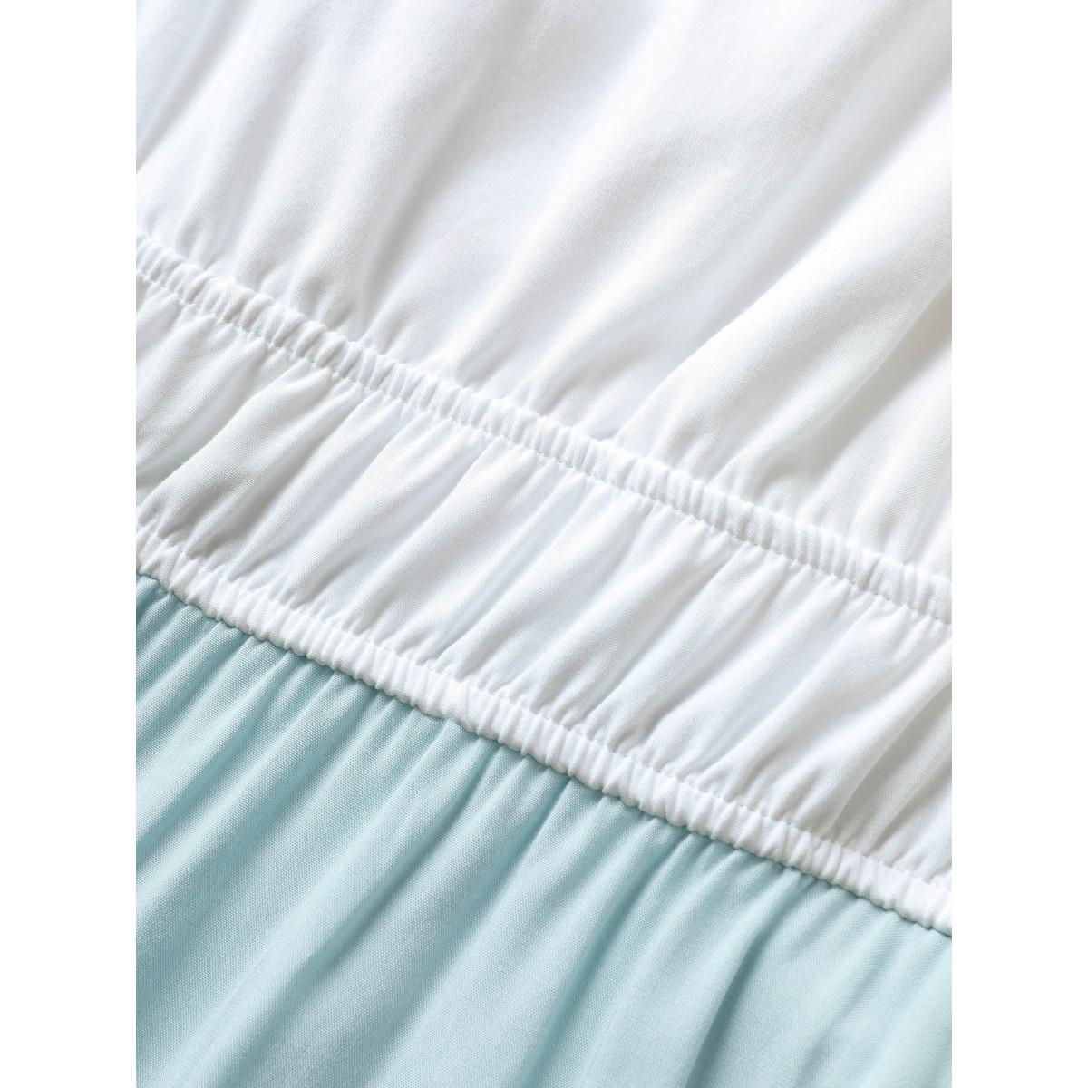 Plus Size Supersoft Essentials Colorblock Contrast Gathered Dress Multicolor Women Casual Contrast Square Neck Short sleeve Curvy Midi Dress BloomChic 12/L Product Image