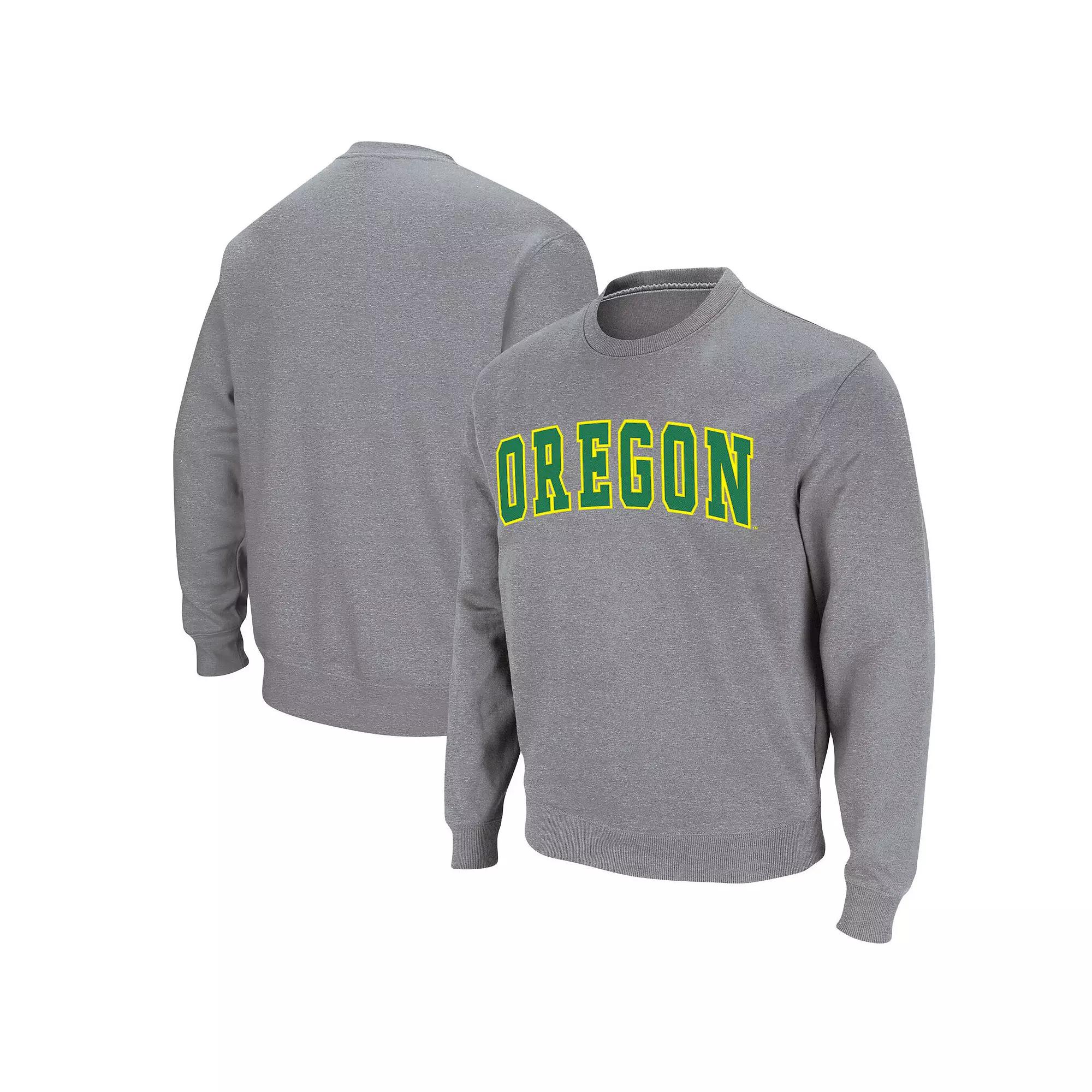 Men's Colosseum Heathered Gray Oregon Ducks Arch & Logo Sweatshirt,  Product Image