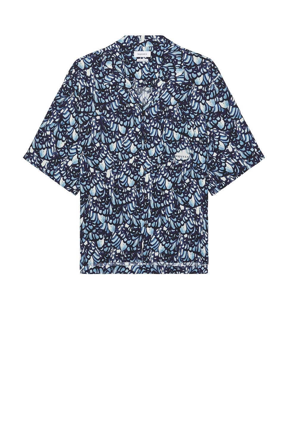 Boxy Feather Print Hawaiian Shirt Product Image